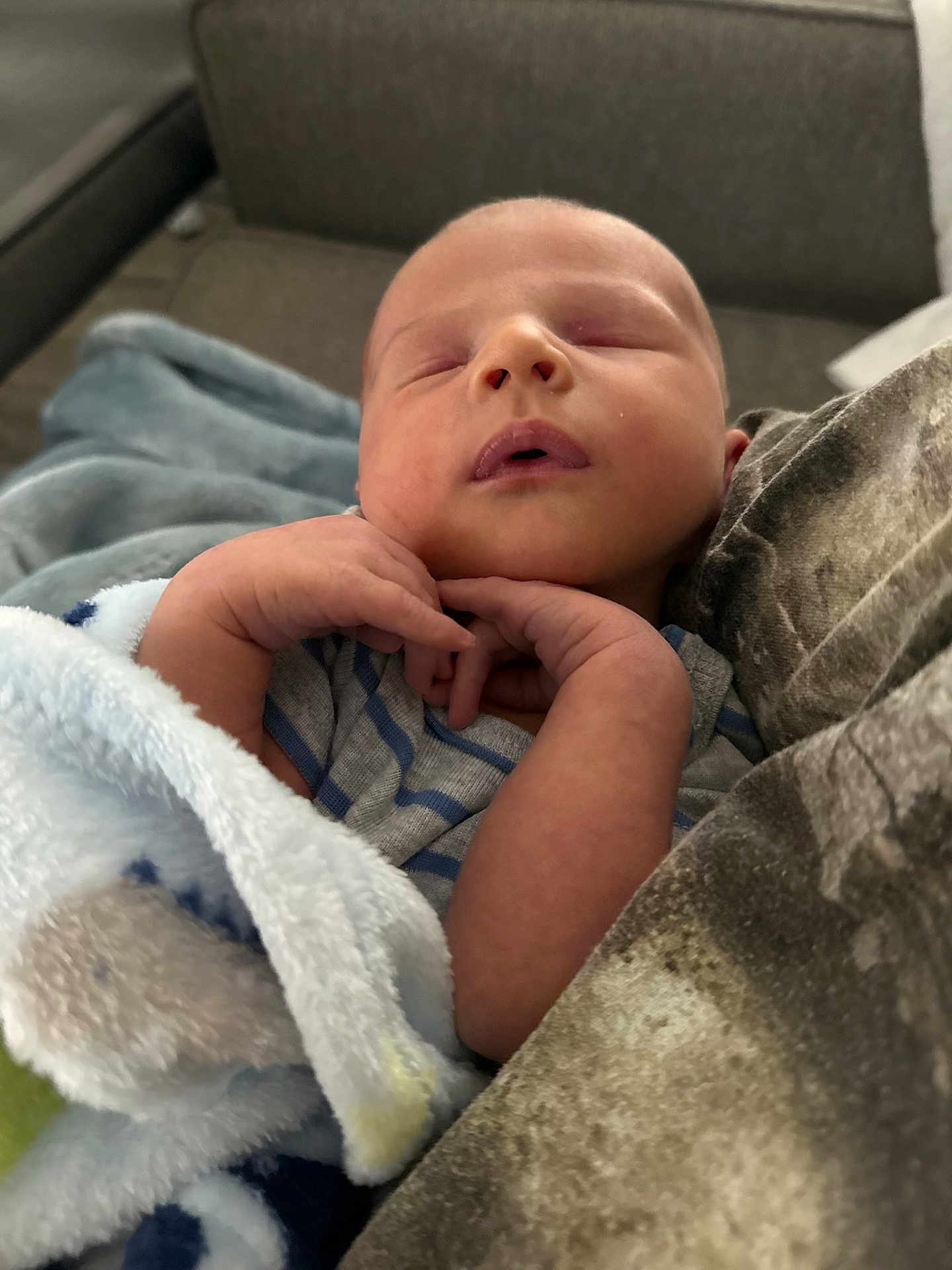 Lincoln is registered to the contest to win money with this photo: baby, newborn, sleeping, blanket, cozy, hands, face, infant, resting, cute, soft, comfort, peaceful, child, portrait, indoor, closeup, human, skin, relaxation