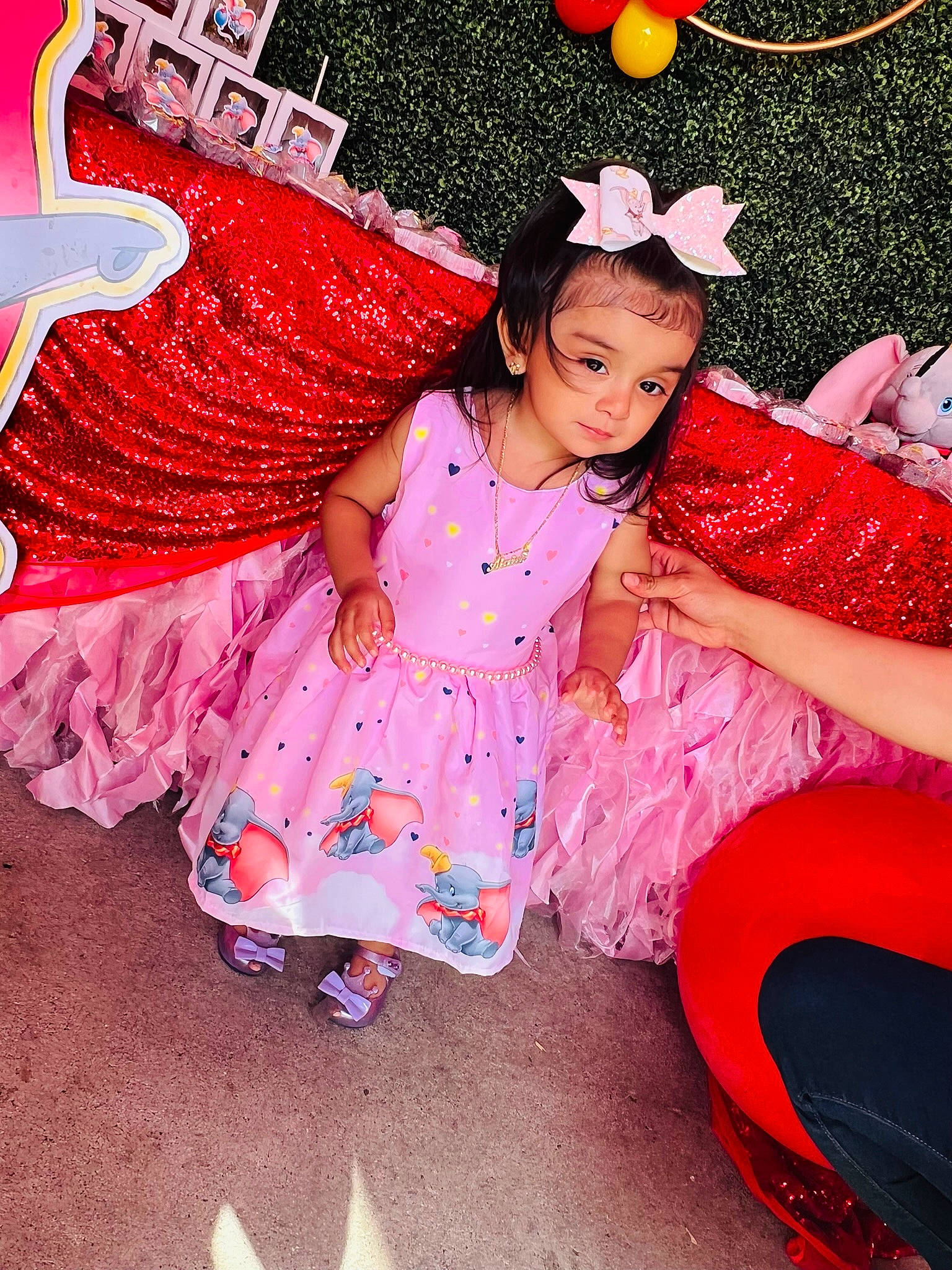 Alaia joined the competition — help win amazing prizes! baby_toddler_clothing, child, cool, costume, dress, event, fashion_accessory, flower, fun, grass, happy, human_leg, magenta, pattern, person, petal, pink, sandal, sleeve, thigh