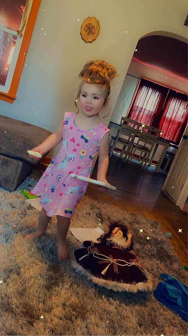 Annabelle joined the competition — help win amazing prizes! automotive_tire, automotive_wheel_system, child, cooking, door, floor, flooring, fun, happy, house, human_leg, person, picture_frame, room, sitting, soil, tints_and_shades, toddler, wheel, window