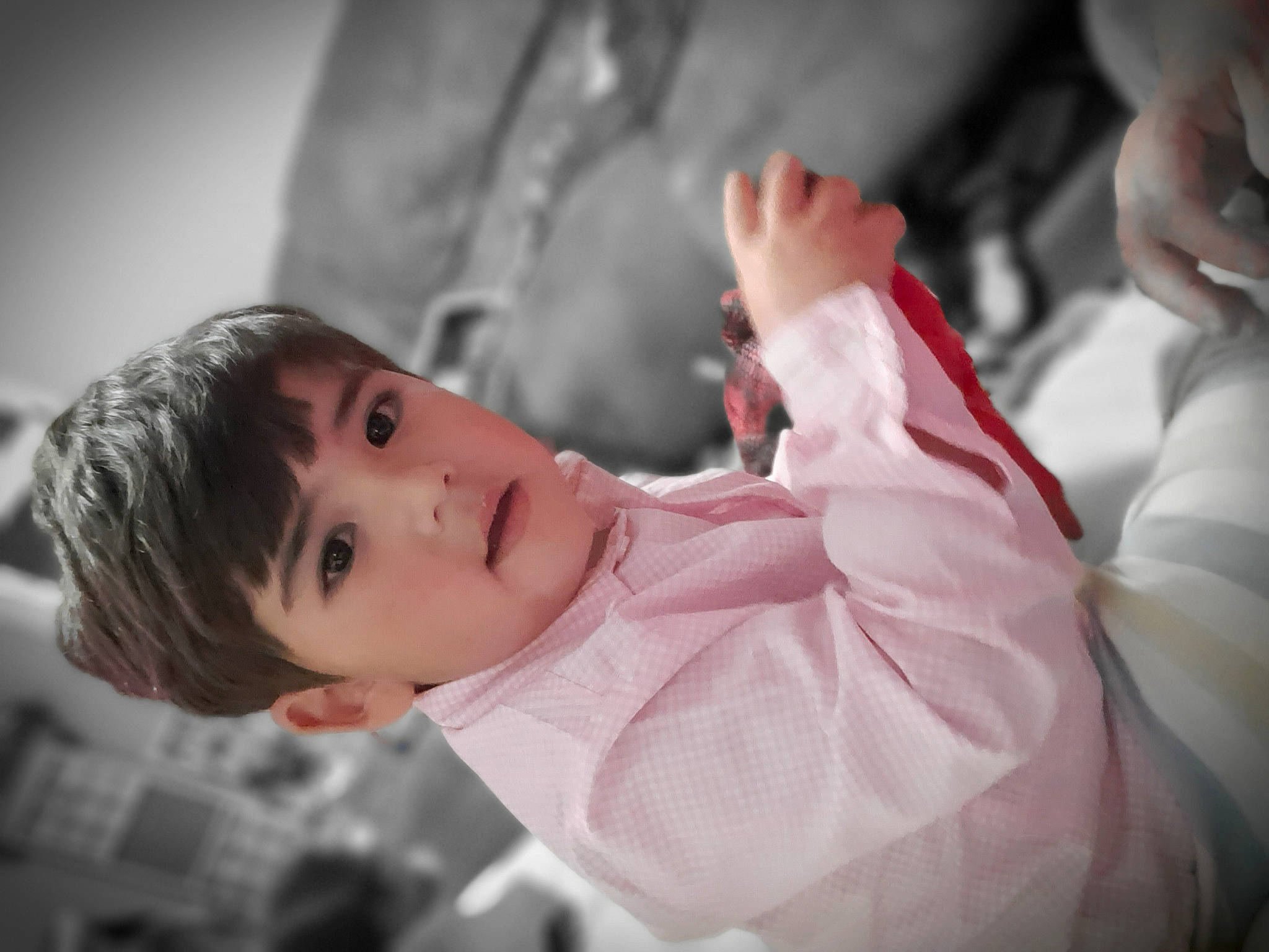 Arjun is registered to the contest to win money with this photo: baby, ceremony, child, event, eyelash, flash_photography, fun, gesture, happy, monochrome_photography, person, plant, portrait_photography, sitting, skin, toddler