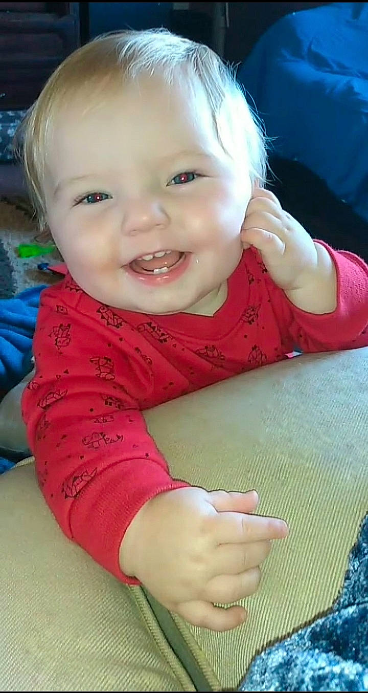 Eli joined the competition — help win amazing prizes! arm, baby, baby_toddler_clothing, blue, cheek, eye, face, facial_expression, finger, hairstyle, happy, iris, joy, nose, person, photograph, pink, product, skin, sleeve