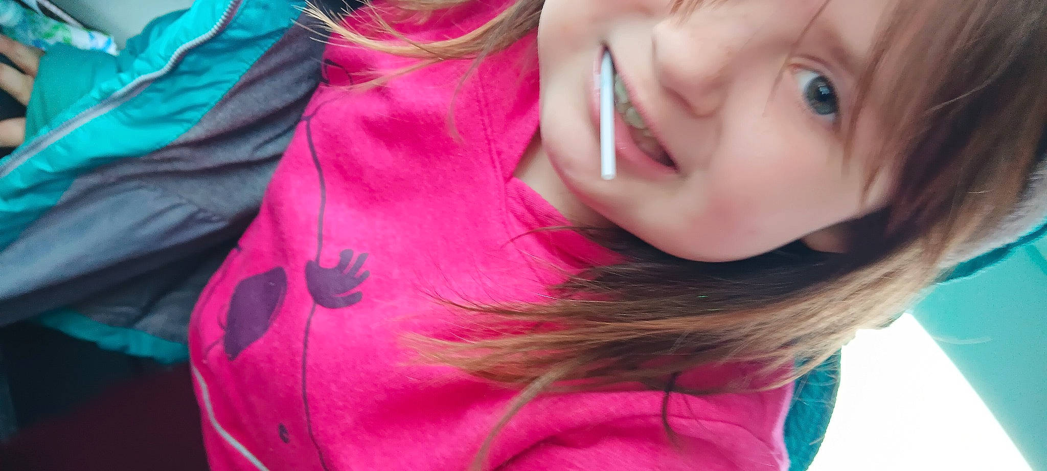 Brooklyn joined the competition — help win amazing prizes! black_hair, ear, eyebrow, eyelash, finger, gesture, grass, happy, human_body, iris, lip, long_hair, magenta, mouth, neck, person, pink, shoulder, skin, smile