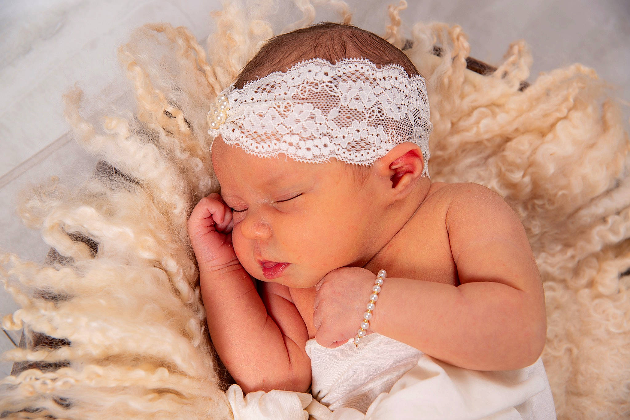 Harley joined the competition — help win amazing prizes! baby, baby_sleeping, baby_toddler_clothing, bridal_accessory, cap, child, fashion_accessory, flash_photography, fur, hair_accessory, happy, headband, headgear, headpiece, headwear, jewellery, linens, peach, person, petal