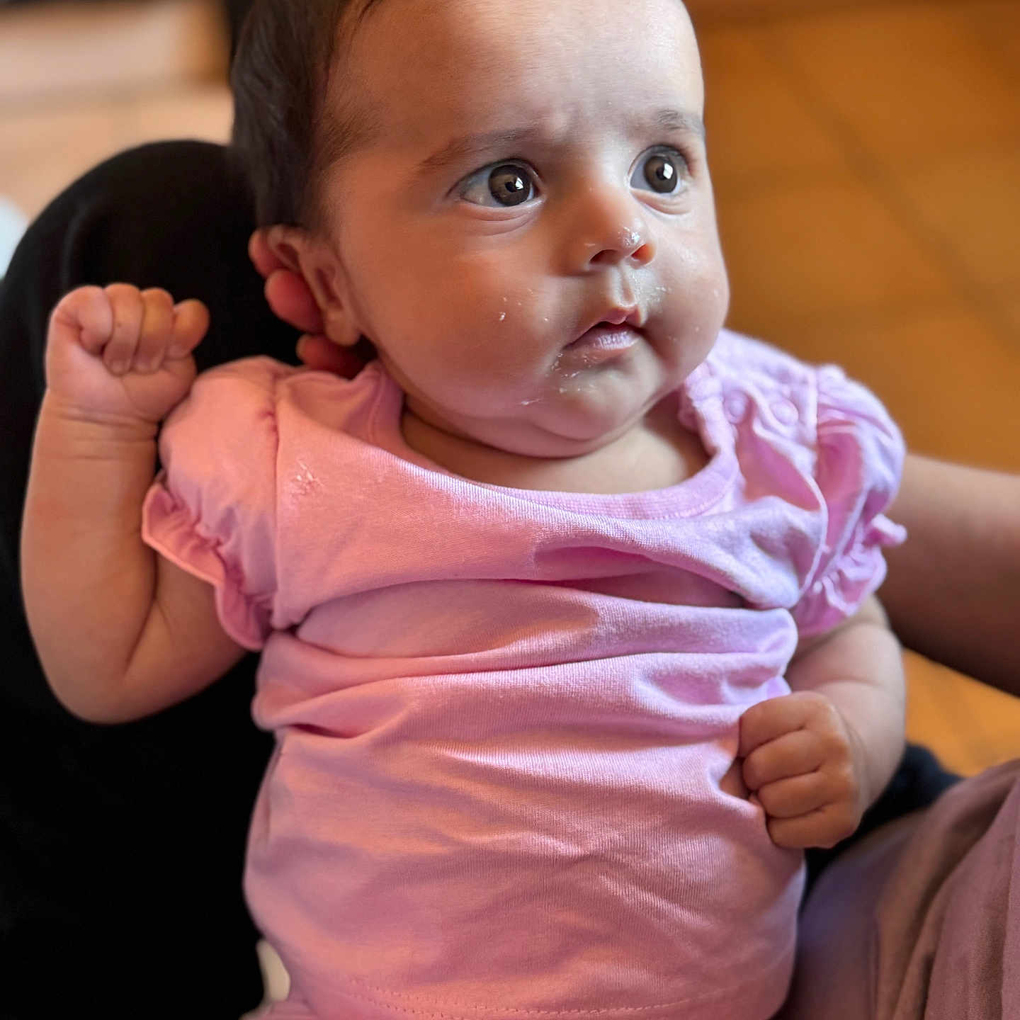 Anhad joined the competition — help win amazing prizes! baby, bodypart, clothing, couch, face, finger, frown, furniture, hand, hardwood, head, newborn, person, photography, portrait, sad, sitting, t_shirt, wood, wrist