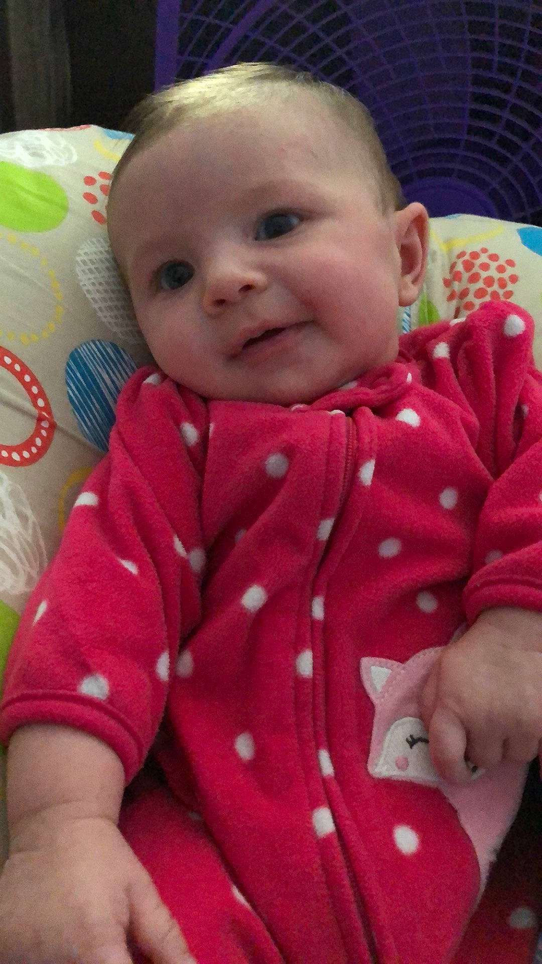 Everleigh joined the competition — help win amazing prizes! boy, cheek, child, day, eye, face, facial_expression, head, human_hair_color, infant, lip, mouth, nose, person, pink, product, red, sitting, skin, smile