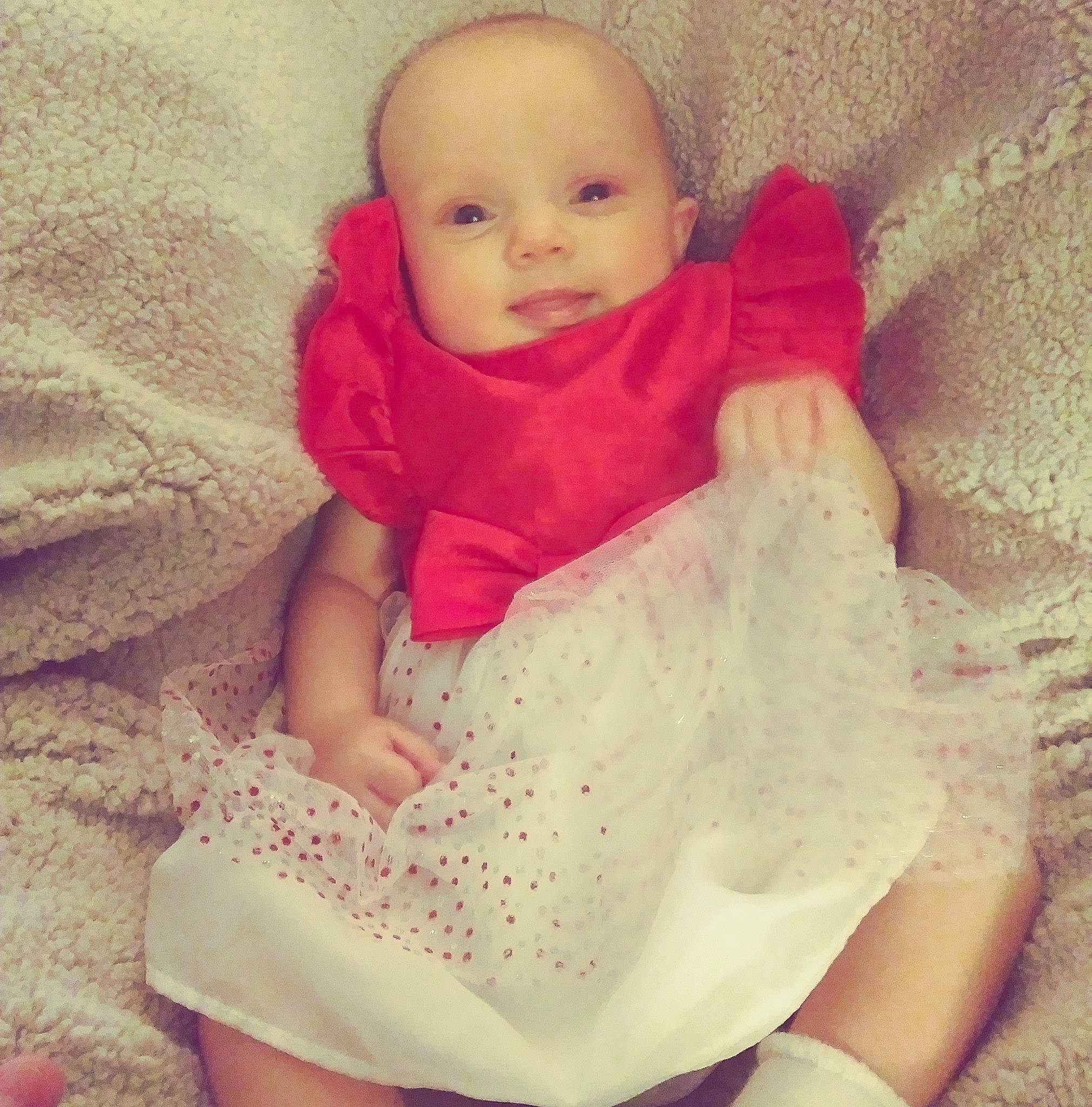 Emilie joined the competition — help win amazing prizes! baby, baby_products, baby_toddler_clothing, beauty, cheek, child, eye, face, hand, head, linens, lip, mouth, nose, person, pink, product, sitting, skin, textile