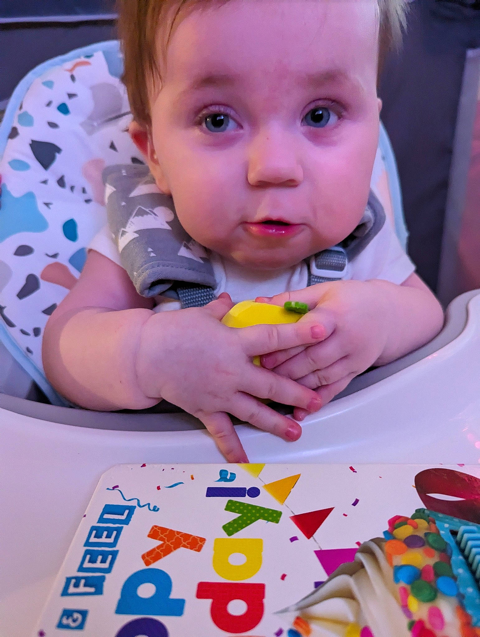 Daisy joined the competition — help win amazing prizes! baby, baby_food, baby_products, baby_toddler_clothing, chair, cheek, child, comfort_food, eyelash, finger, fun, happy, indoor_games_and_sports, nail, person, play, recreation, sharing, sitting, sweetness