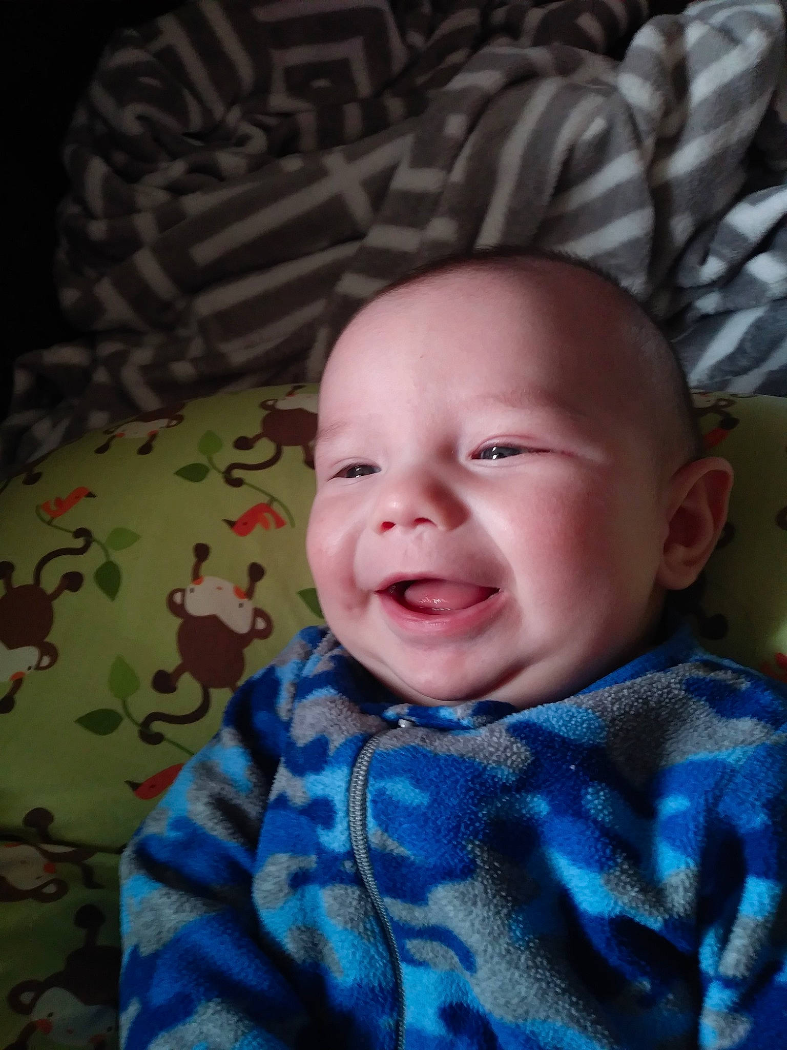 Stevie-ray is registered to the contest to win money with this photo: blue, boy, cheek, child, chin, emotion, eye, face, facial_expression, forehead, head, infant, laughter, lip, mouth, nose, person, skin, smile, toddler