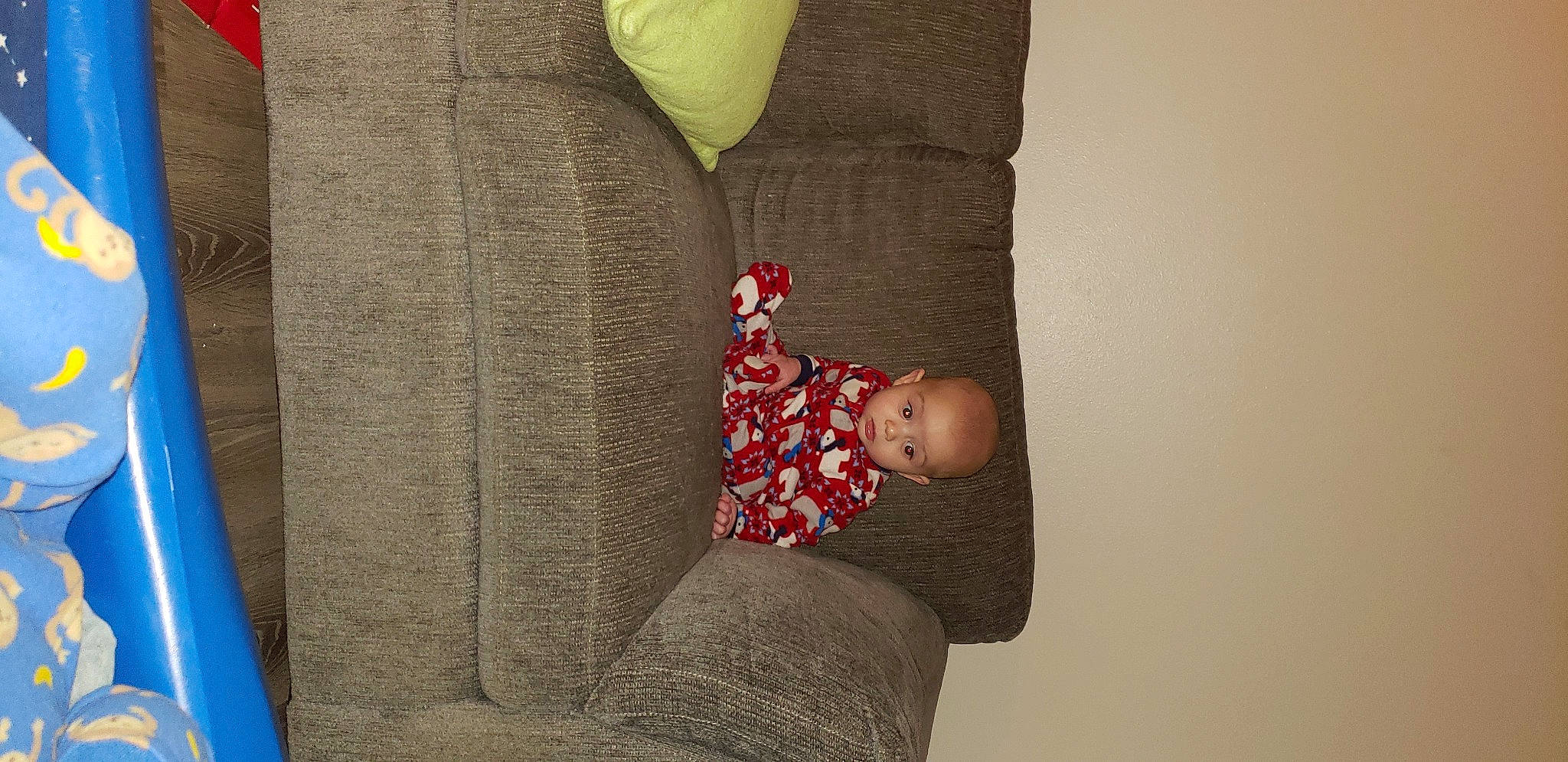 Aaron joined the competition — help win amazing prizes! baby, baby_toddler_clothing, carmine, christmas, christmas_decoration, comfort, costume_hat, couch, grey, holiday, human_body, linens, pattern, person, room, sleeve, sock, throw_pillow, toddler, tree