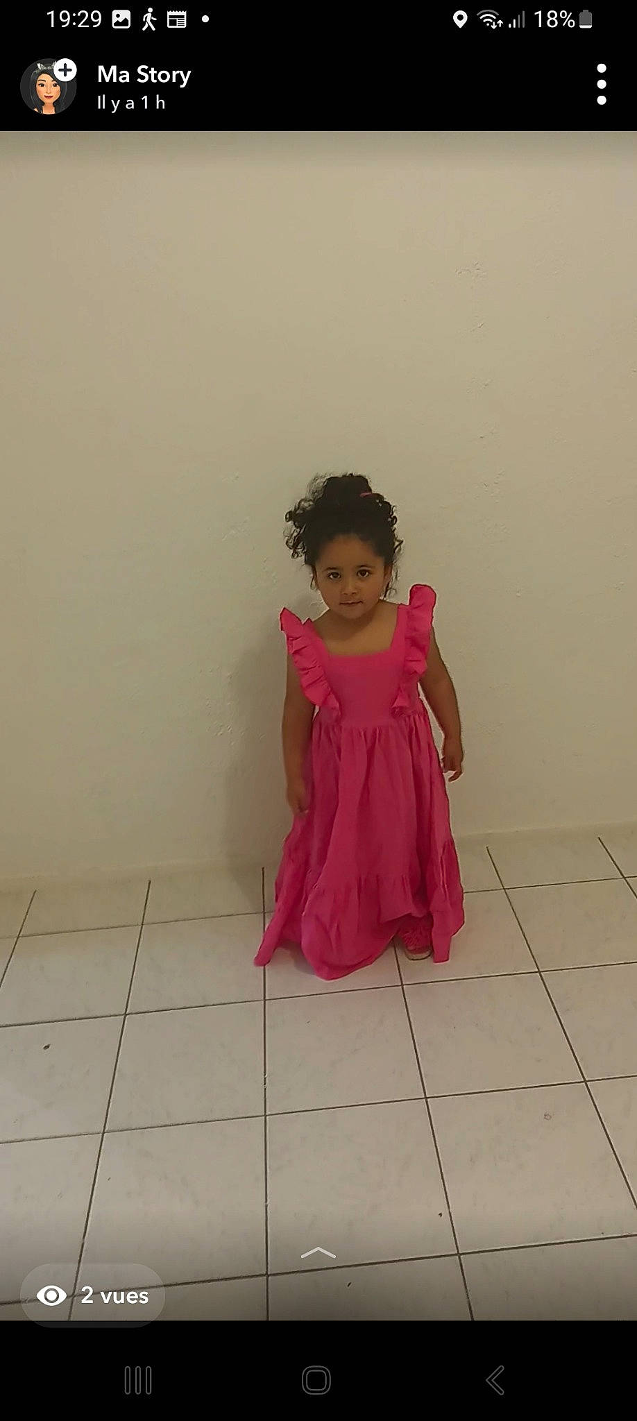 Tina a rejoint le concours — aidez-le/la à gagner de superbes lots ! baby_toddler_clothing, child, day_dress, dress, elbow, embellishment, event, fashion_design, floor, flooring, hair, human_leg, knee, magenta, one_piece_garment, pattern, person, sitting, sleeve, toddler