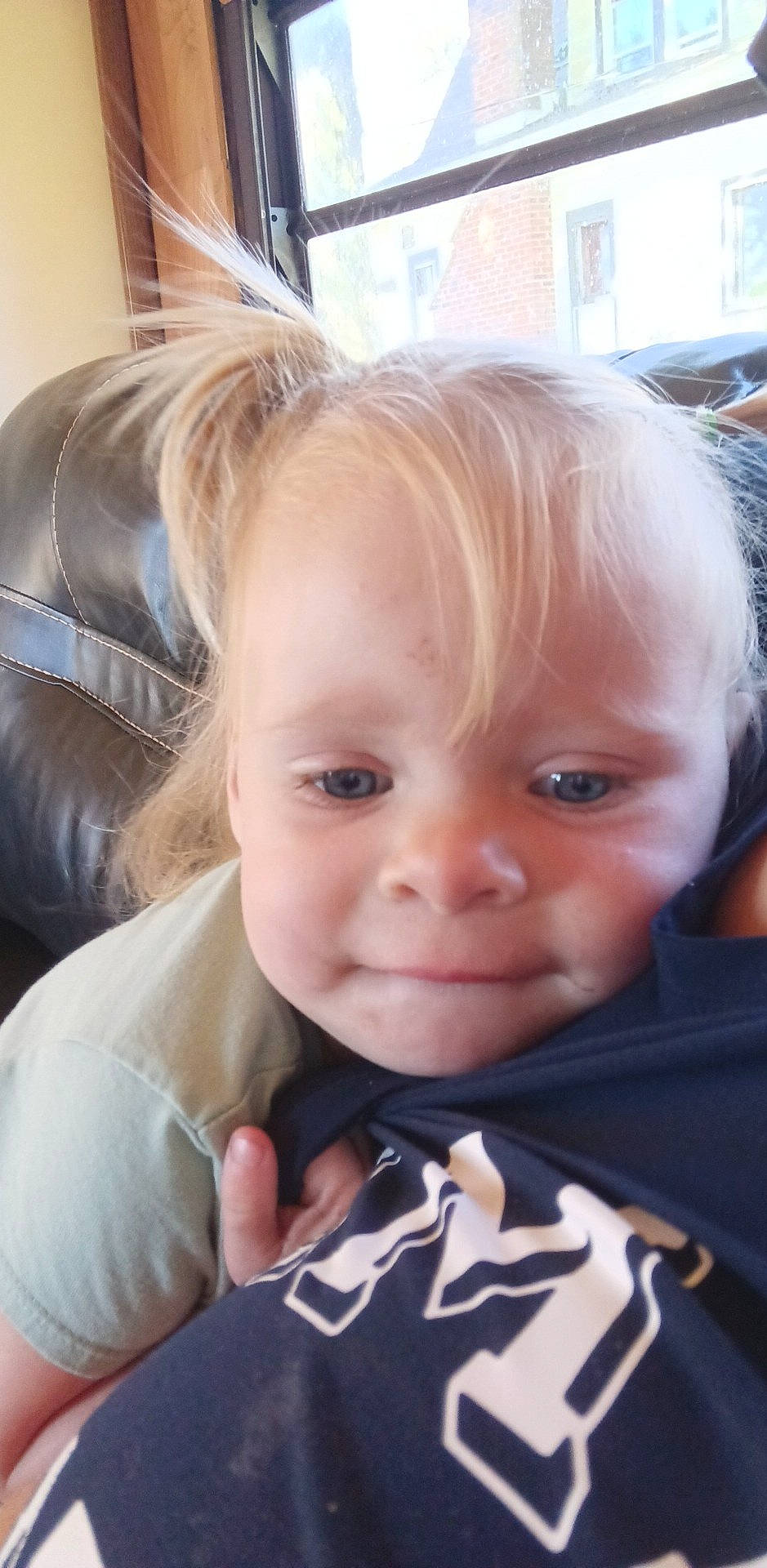 Carly joined the competition — help win amazing prizes! baby, baby_toddler_clothing, blond, car_seat, cheek, child, comfort, ear, eyebrow, eyelash, face, happy, iris, lip, nose, person, selfie, sitting, smile, thumb