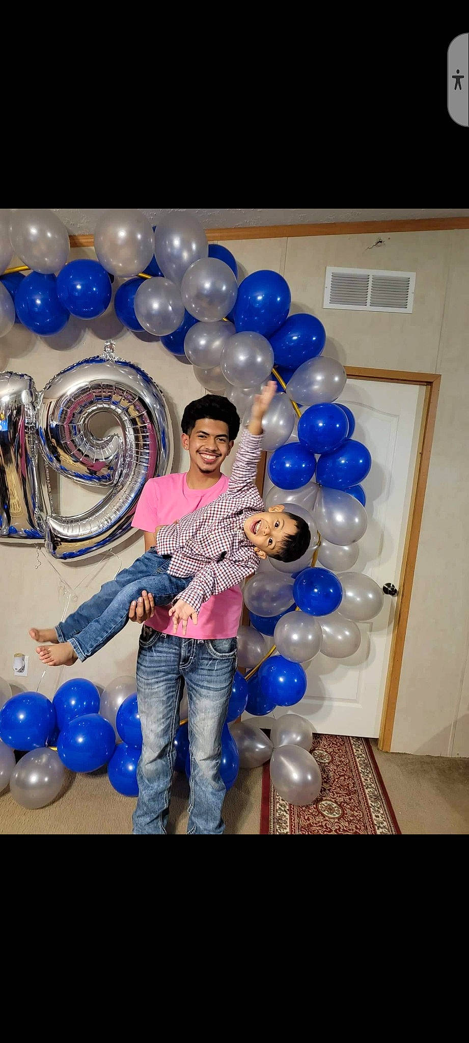 Alejandro joined the competition — help win amazing prizes! arch, balloon, blue, decoration, electric_blue, event, fun, happy, jeans, joy, leisure, party, party_supply, person, recreation, smile, white