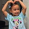 Linda is registered to the contest to win money with this photo: blue_clothing, bracelet, butterfly, child, cute, door, floor, girl, hair_clip, happy, heart_shape, indoor, minnie_mouse, portrait, pose, skirt, smile, tshirt, tutu, wall