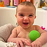Ayden a rejoint le concours — aidez-le/la à gagner de superbes lots ! baby, bath_seat, bath_toy, bathroom, bathtub, cute, green_ball, hands, happy, infant, play, portrait, shampoo_bottles, skin, smile, tiles, toiletries, towel, water, young_child