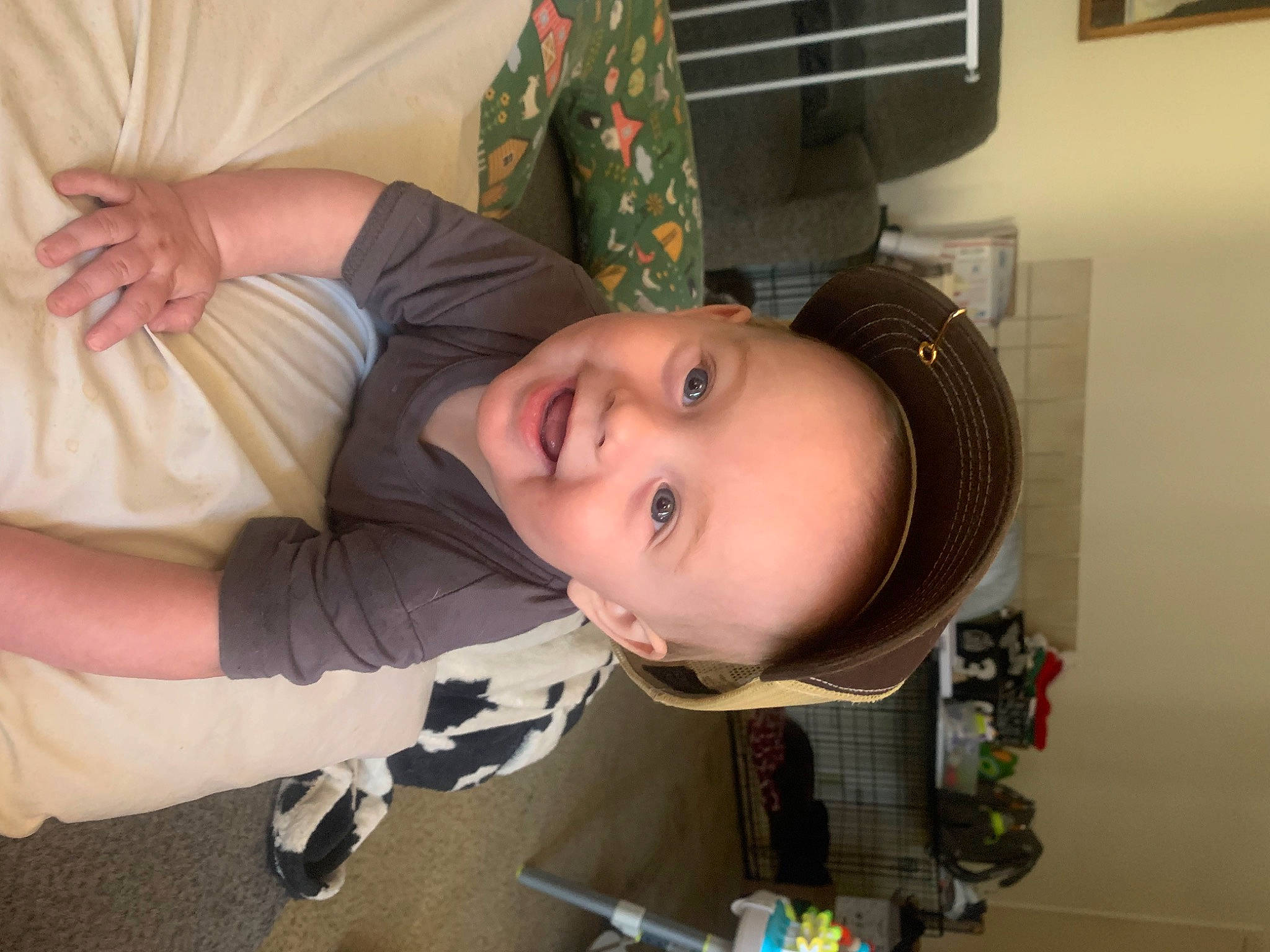Jaxson joined the competition — help win amazing prizes! baby, baby_products, baby_toddler_clothing, cheek, child, comfort, eye, fun, happy, hat, joy, mouth, nose, person, room, smile, toddler, tree