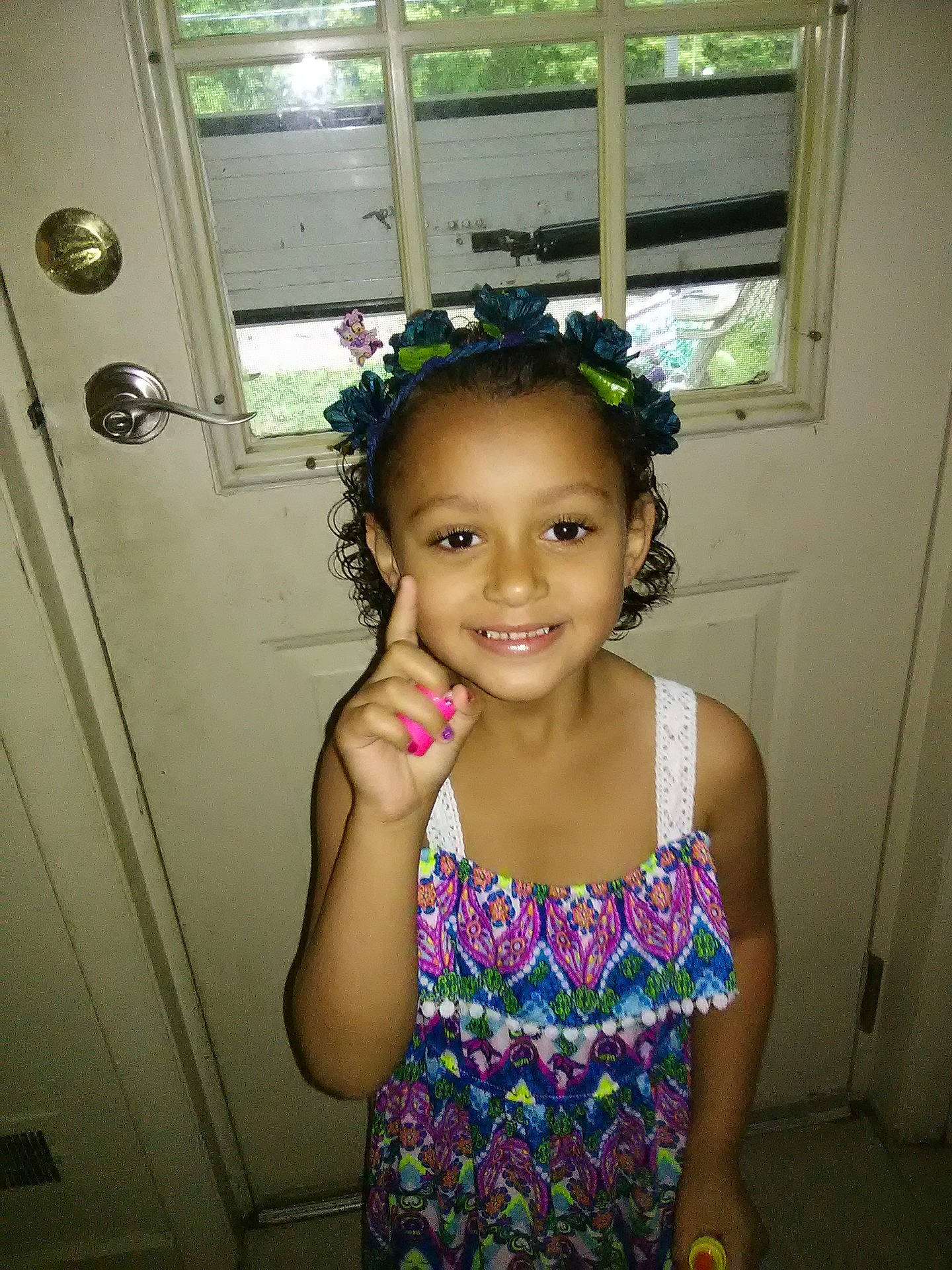 Zara joined the competition — help win amazing prizes! black_hair, cheek, child, day, eye, fashion_accessory, girl, hair, hair_accessory, hair_coloring, hairstyle, head, headgear, headpiece, human_hair_color, joy, person, pink, shoulder, skin