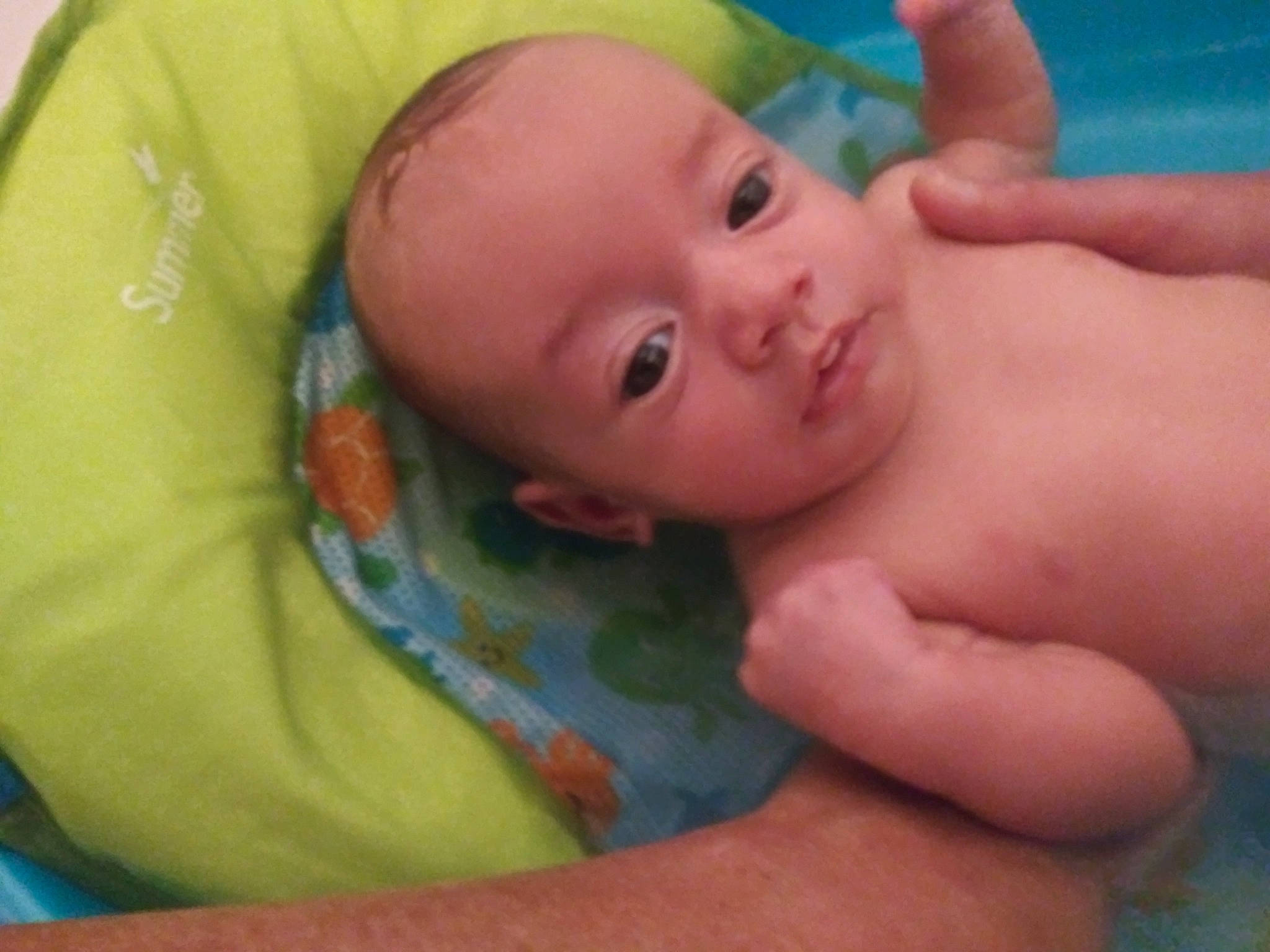 Farrah is registered to the contest to win money with this photo: baby, baby_bathing, baby_making_funny_faces, bathing, cheek, child, eye, face, finger, hand, head, mouth, muscle, nose, person, skin, toddler