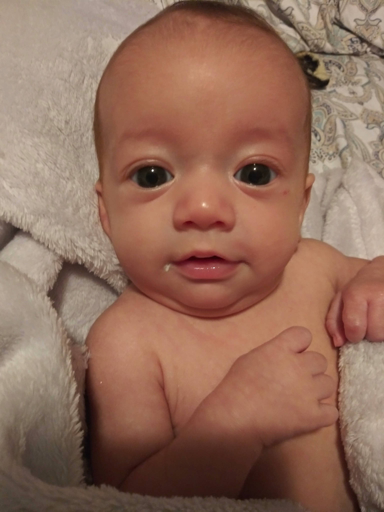 Farrah is registered to the contest to win money with this photo: baby, baby_making_funny_faces, cheek, child, chin, close_up, eye, eyebrow, face, forehead, head, iris, lip, mouth, muscle, nose, person, skin, smile, toddler