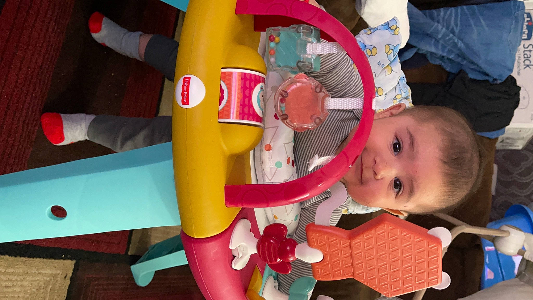 Cesar joined the competition — help win amazing prizes! baby, baby_products, baby_toddler_clothing, baby_toys, carmine, child, fun, mammal, person, pink, plastic, play, red, room, smile, snapshot, stuffed_toy, textile, toddler, toy