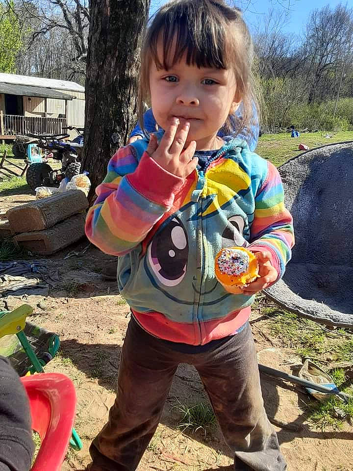 Leslie joined the competition — help win amazing prizes! baby, baby_toddler_clothing, child, fun, garden, grass, happy, landscape, people_in_nature, person, plant, play, sitting, sky, sleeve, soil, spring, t_shirt, toddler, tree