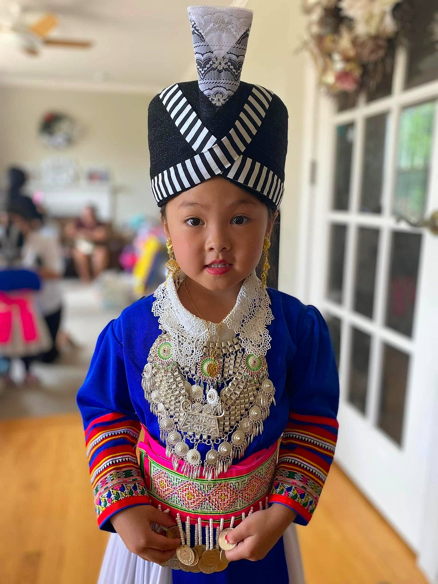 Madeline is registered to the contest to win money with this photo: art, cap, child, costume, costume_hat, electric_blue, event, eye, fashion_accessory, fashion_design, fun, hair_accessory, headgear, headpiece, headwear, jewellery, necklace, pattern, person, sleeve
