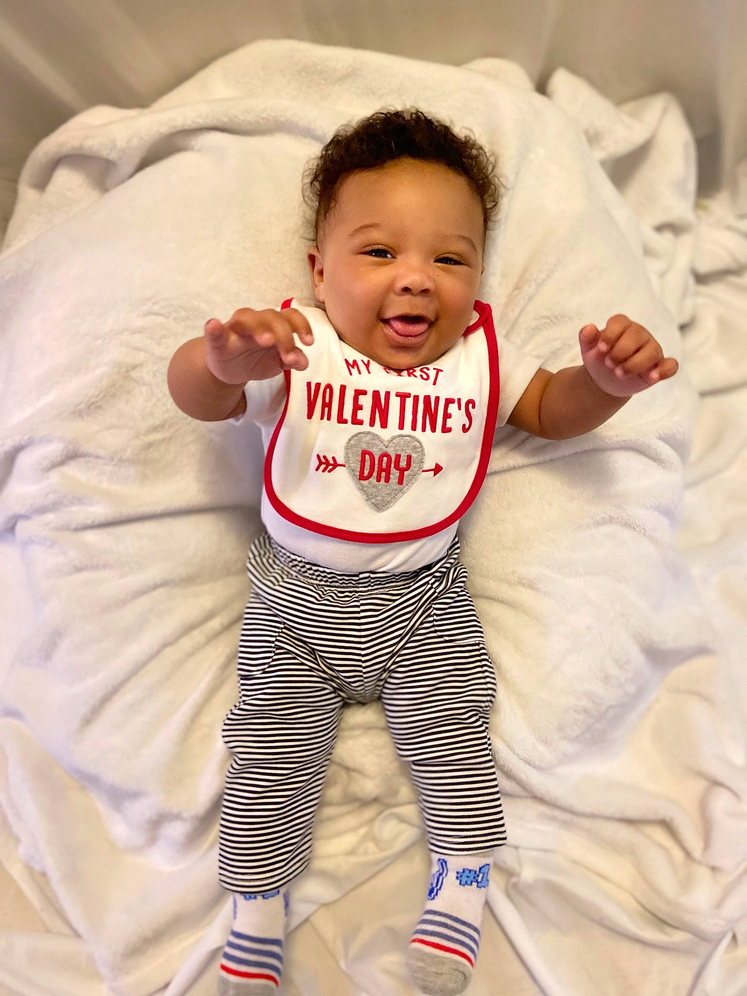 Parker joined the competition — help win amazing prizes! baby, baby_toddler_clothing, comfort, eye, face, happy, head, human_body, linens, neck, people, person, pink, product, sleeve, smile, sportswear, t_shirt, textile, toddler