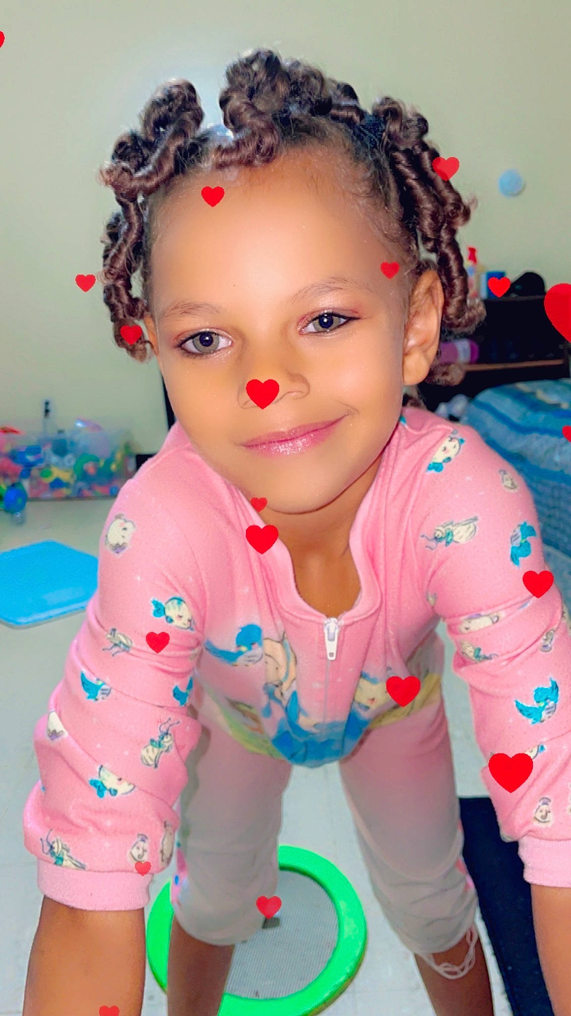 Carmen joined the competition — help win amazing prizes! baby_toddler_clothing, black_hair, cheek, child, eyelash, face, fashion_design, fun, hairstyle, happy, head, joy, lip, magenta, person, pink, ringlet, skin, sleeve, smile