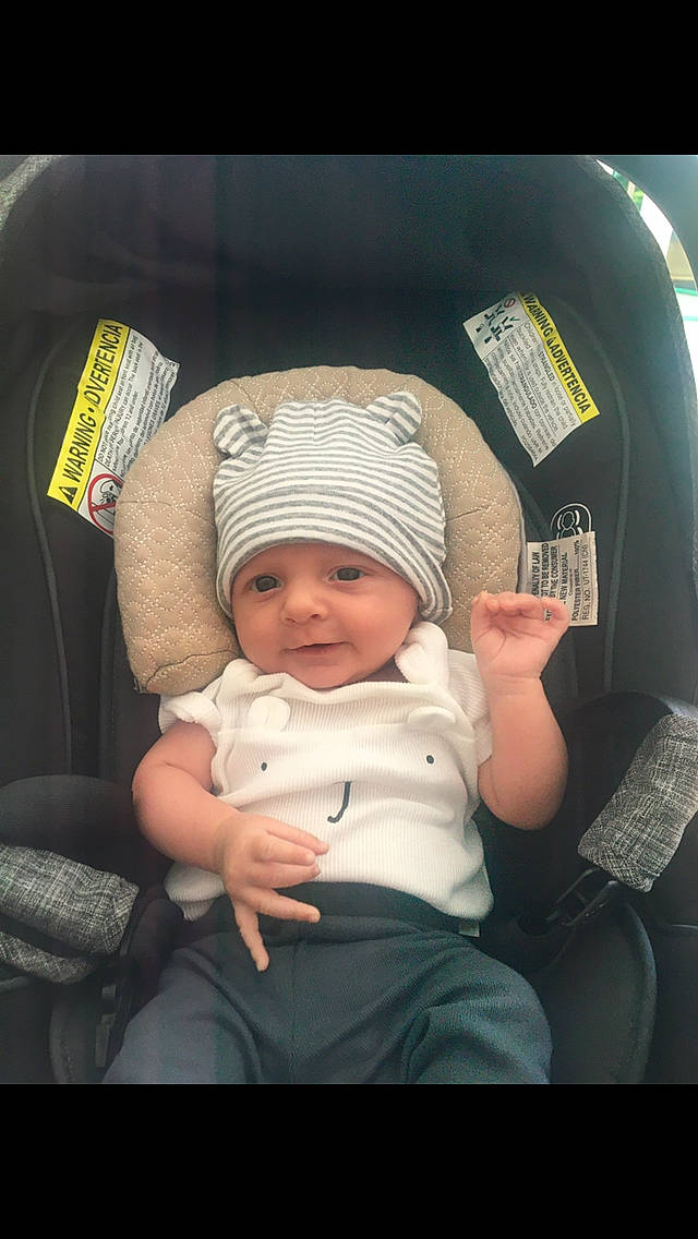 Charlie joined the competition — help win amazing prizes! auto_part, baby, baby_carriage, baby_in_car_seat, baby_products, baby_sleeping, baby_toddler_clothing, cap, car_seat, car_seat_cover, child, comfort, family_car, hat, head_restraint, headwear, helmet, lap, person, seat_belt