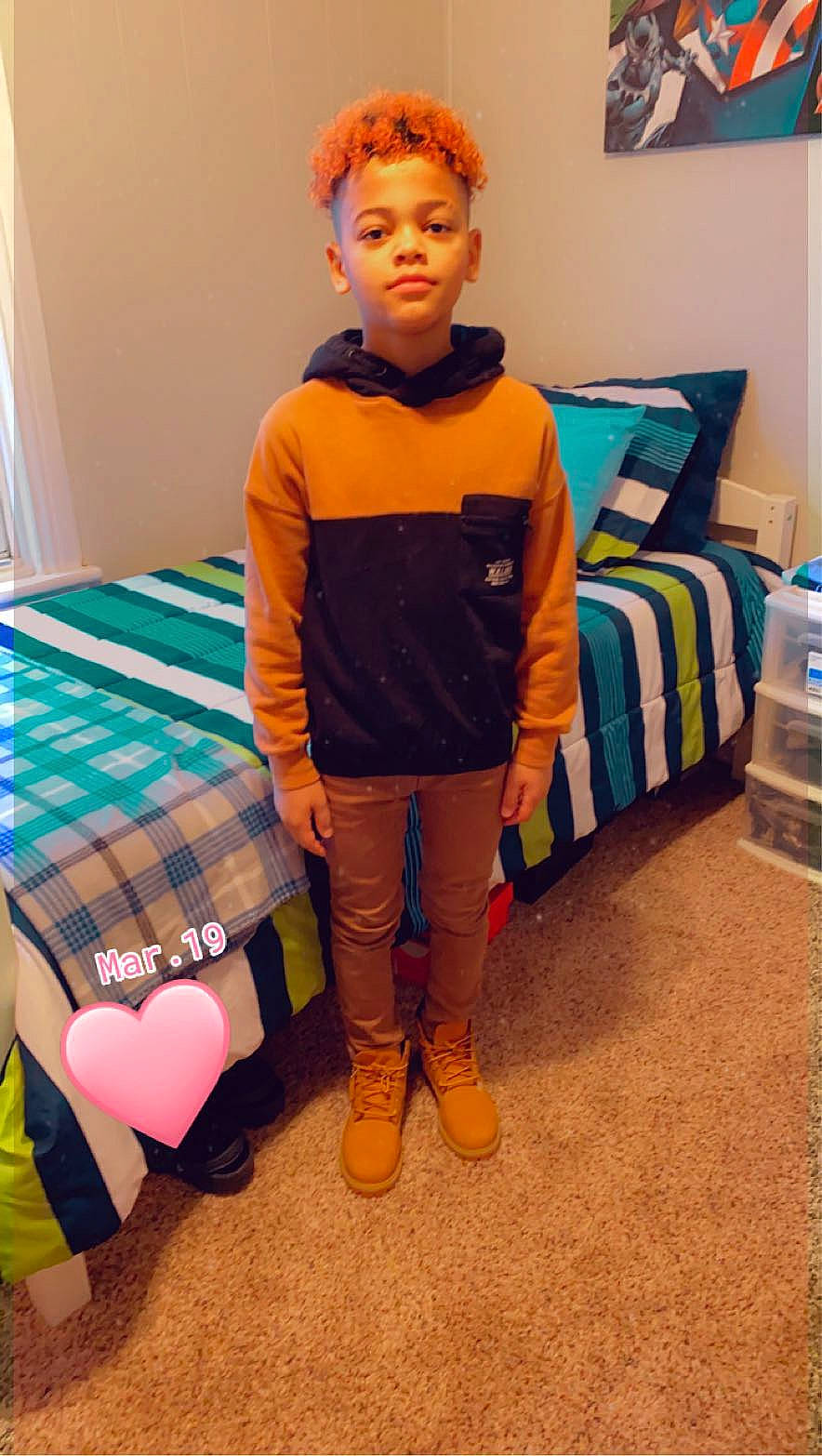 Dale joined the competition — help win amazing prizes! bag, carpet, child, curtain, event, fashion_design, flooring, fun, leisure, linens, luggage_and_bags, orange, pattern, people, person, play, room, stuffed_toy, t_shirt, textile