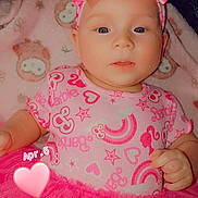 Sophia joined the competition — help win amazing prizes! baby, infant, girl, pink, bow, headband, dress, tutu, blanket, teddy_bear, cute, child, portrait, smiling, face, hand, soft, comfortable, indoors, lying