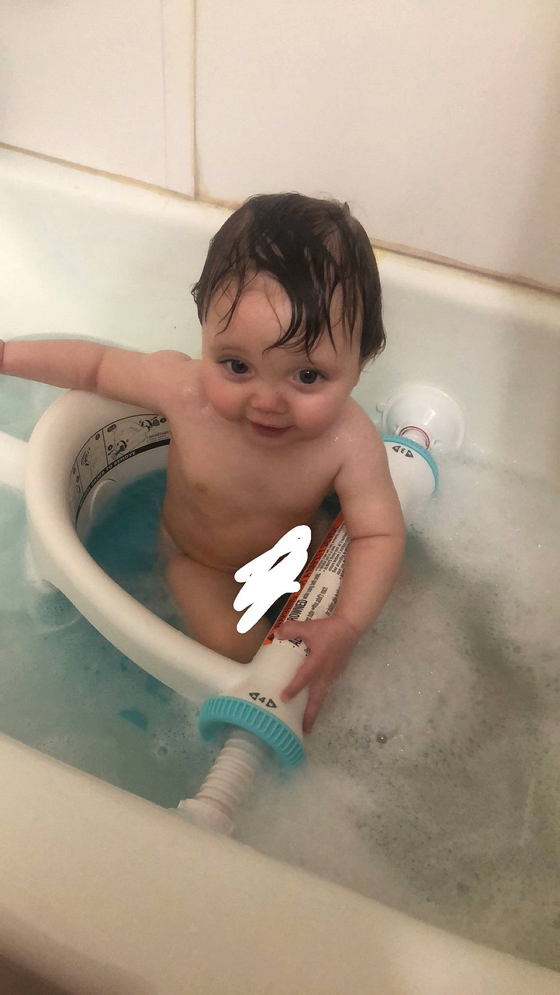 Braxton is registered to the contest to win money with this photo: baby, baby_bathing, bathing, bathroom, bathtub, chest, child, elbow, fluid, fun, happy, iris, liquid, person, personal_care, plumbing, plumbing_fixture, product, thumb, toddler