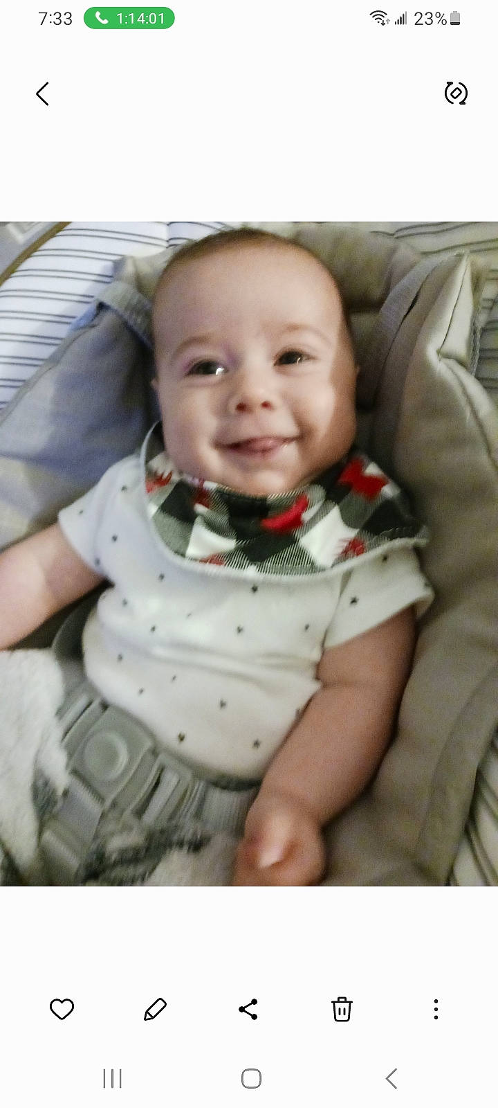 Calvin joined the competition — help win amazing prizes! baby, baby_safety, baby_toddler_clothing, cheek, child, clothing, collar, comfort, happy, joy, mouth, nose, outerwear, pattern, person, product, sitting, skin, sleeve, smile