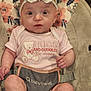 Emery Rose is registered to the contest to win money with this photo: baby, infant, headband, onesie, pink_clothing, baby_seat, floral_pattern, teddy_bear, text, cute, child, person, indoor, portrait, small_hands, wide_eyes, soft_lighting, babytrend, comfortable, curious