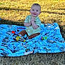 Liam joined the competition — help win amazing prizes! baby, smiling, outdoor, blanket, grass, tree, toy, bottle, child, blue_blanket, sunlight, happy, sitting, nature, casual_clothing, playtime, cute, portrait, daylight, infant