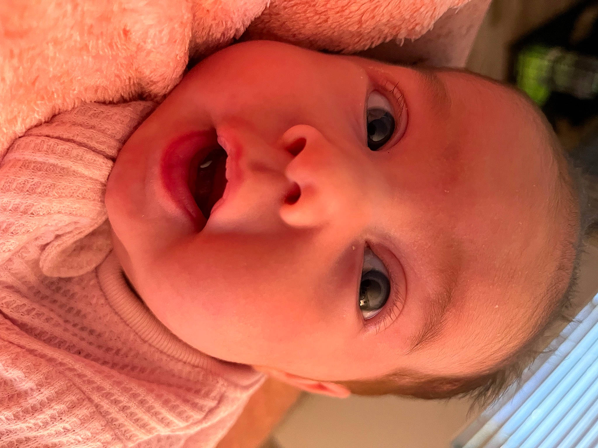 Brielle is registered to the contest to win money with this photo: baby, baby_toddler_clothing, cheek, clothing, ear, eyebrow, eyelash, forehead, fun, happy, iris, lip, mouth, neck, nose, orange, organ, person, skin, smile
