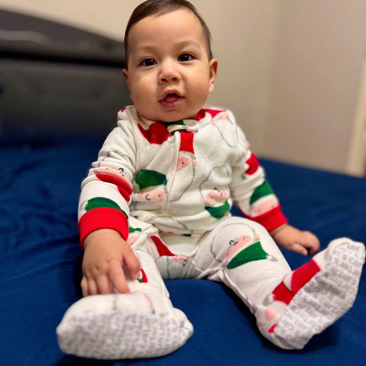 Luciano joined the competition — help win amazing prizes! applique, baby, bodypart, clothing, couch, face, finger, footwear, furniture, hand, head, hosiery, pants, pattern, person, photography, portrait, shoe, sitting, sock