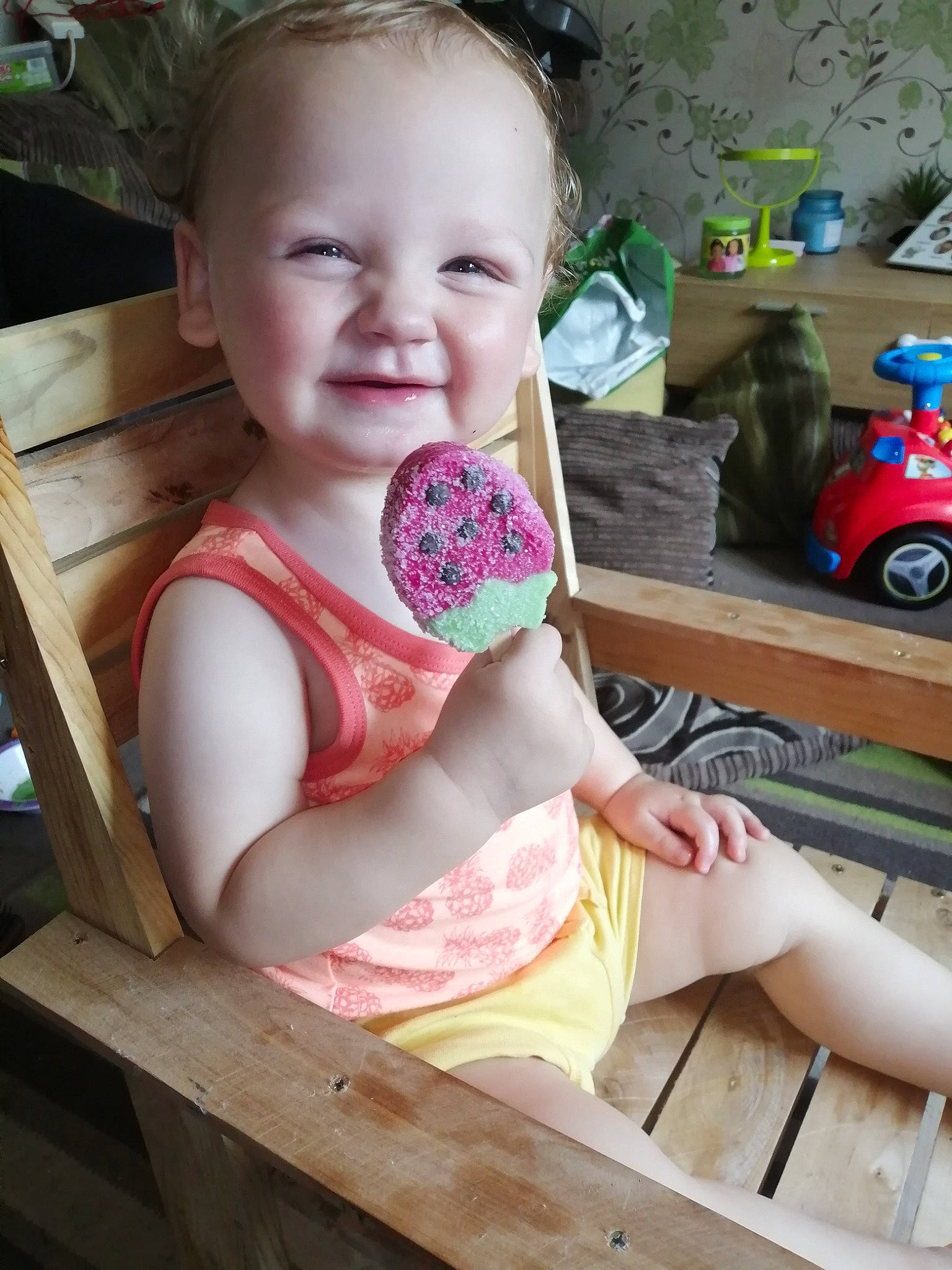 Kayden-james Joseph joined the competition — help win amazing prizes! baby, baby_toddler_clothing, child, joy, person, pink, play, sitting, smile, toddler