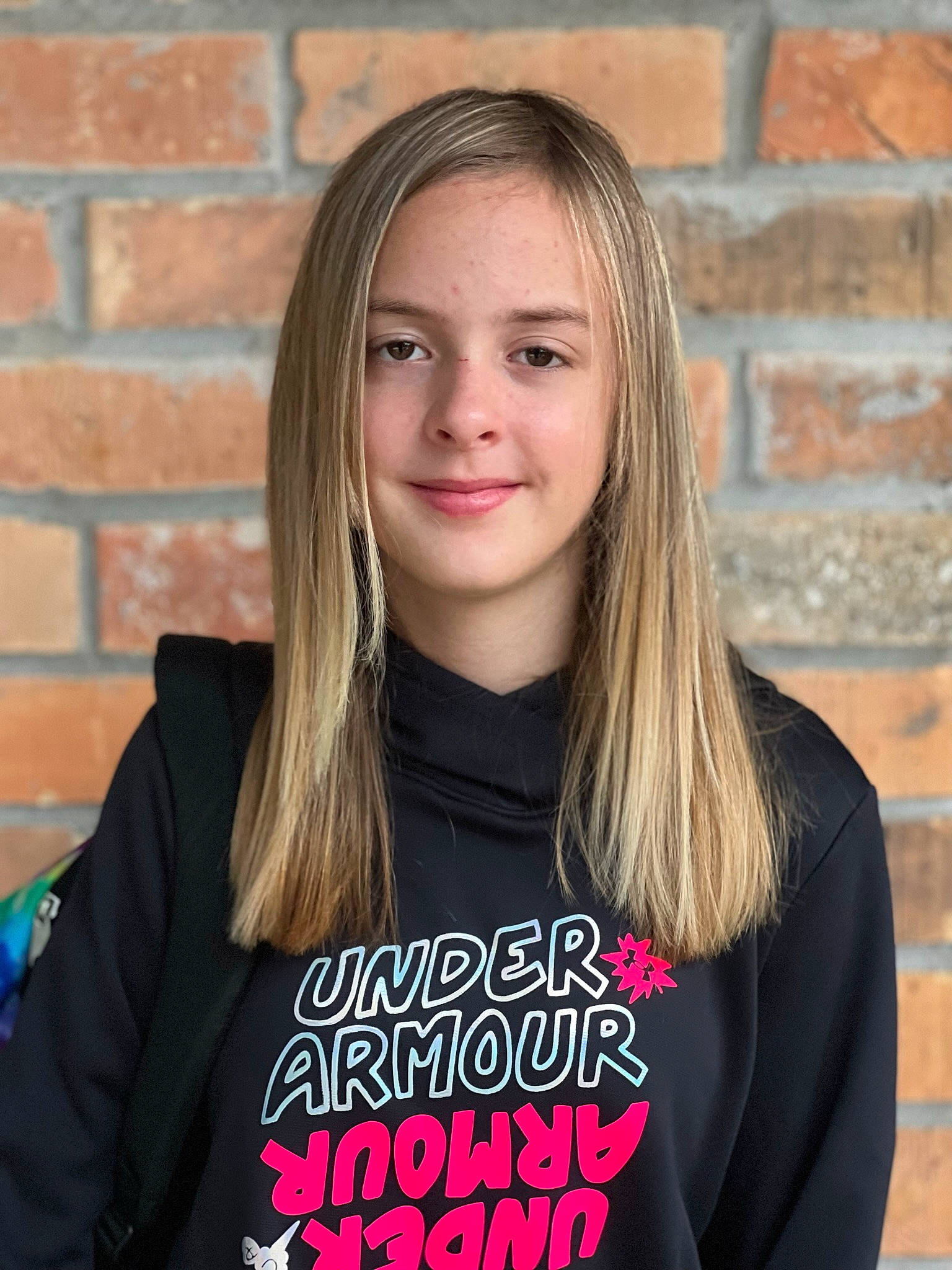 Bethany is registered to the contest to win money with this photo: brick, chin, clothing, cool, electric_blue, eye, eyelash, flash_photography, hair, happy, iris, joy, layered_hair, lip, long_hair, neck, outerwear, person, shoulder, sleeve