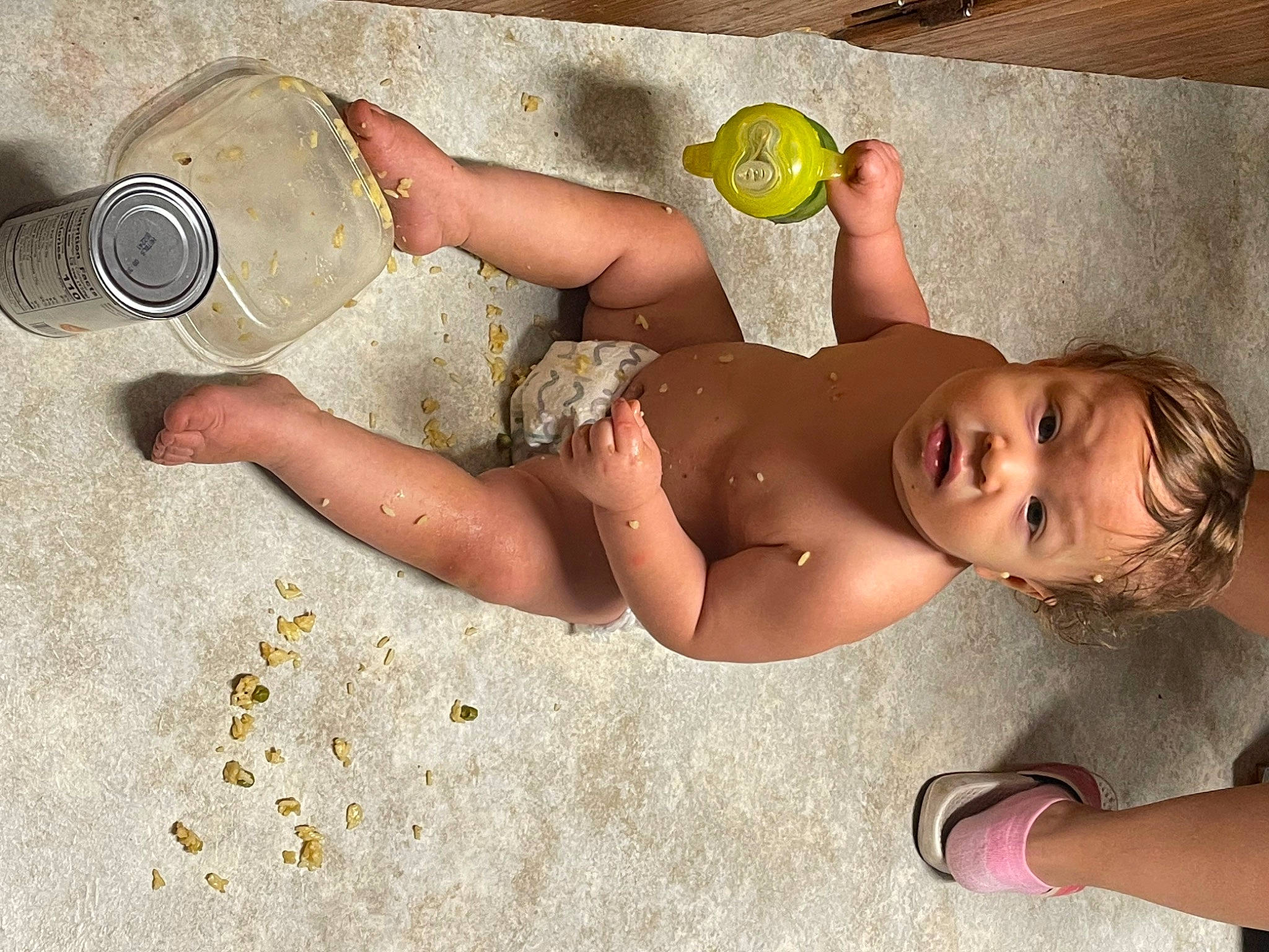 Jasiah is registered to the contest to win money with this photo: abdomen, baby, barechested, bathing, chest, child, eye, facial_expression, finger, flash_photography, fun, happy, headgear, human_body, mouth, person, sand, skin, thigh, toddler