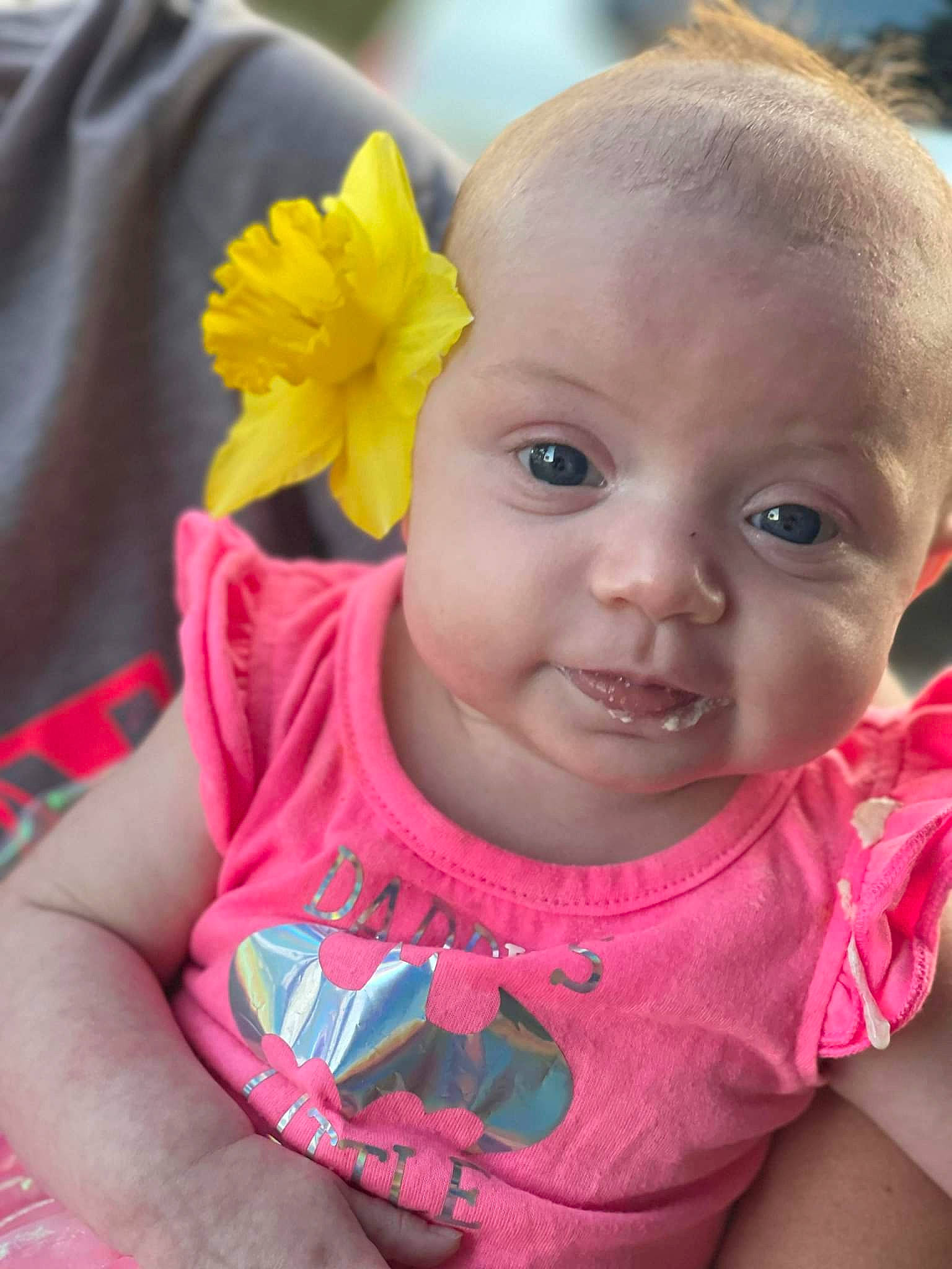 Evelynn joined the competition — help win amazing prizes! arm, baby, baby_toddler_clothing, cheek, chin, dress, eye, eyebrow, eyelash, forehead, hair, happy, iris, lip, mouth, nose, person, pink, plant, skin