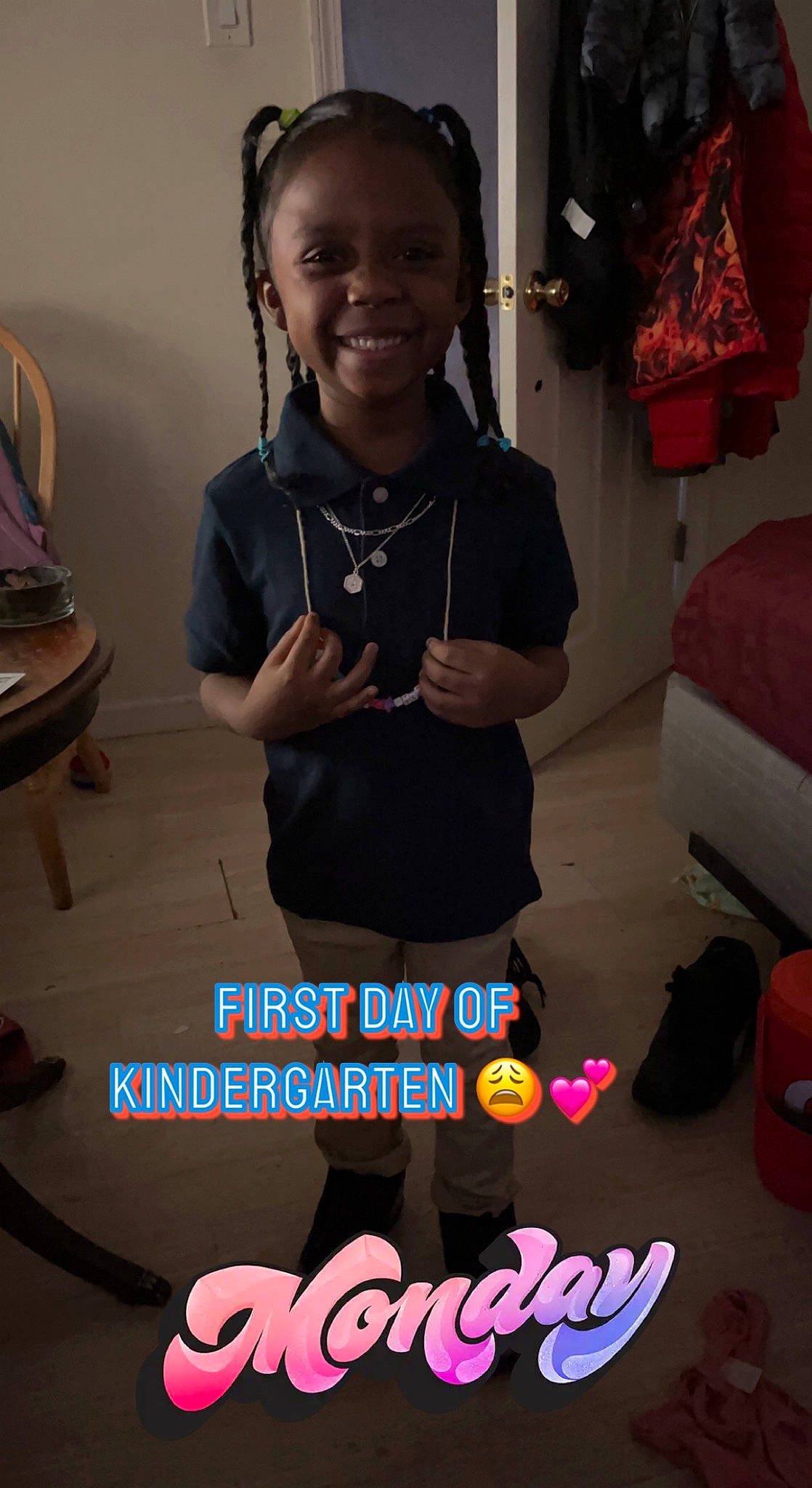 Ayla joined the competition — help win amazing prizes! arm, bag, black, child, cool, electric_blue, eyewear, fashion_accessory, flooring, font, happy, jewellery, joy, necklace, person, play, room, sleeve, smile, snapshot