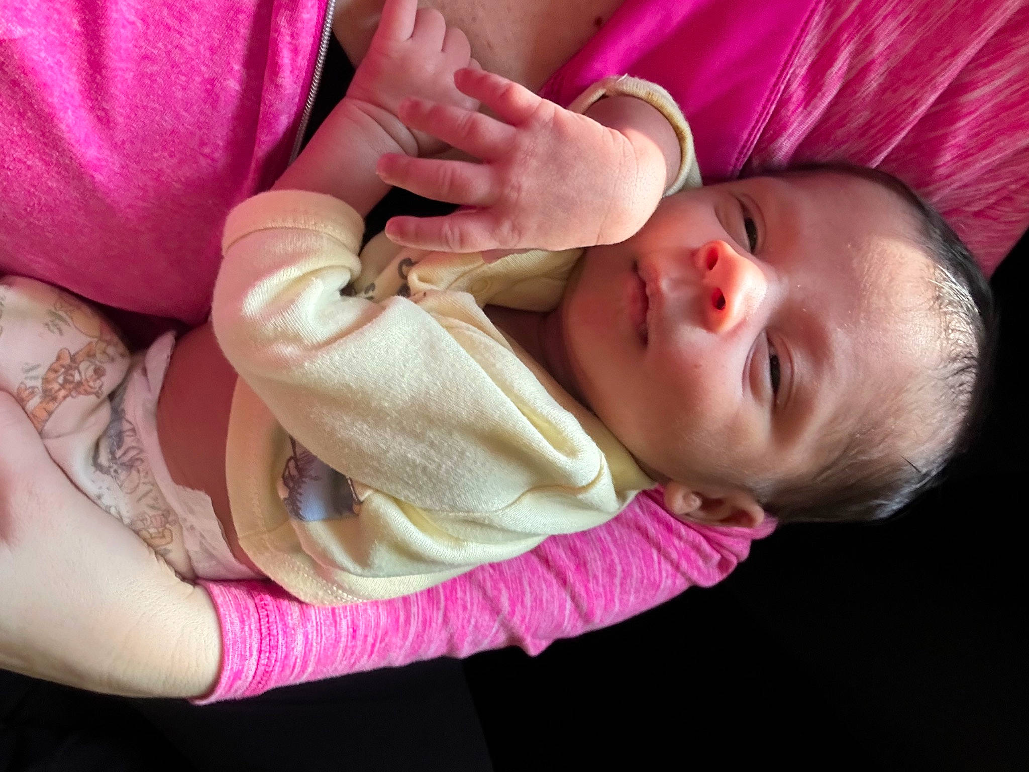 Kayson is registered to the contest to win money with this photo: arm, baby, baby_toddler_clothing, cheek, child, comfort, ear, eye, eyelash, finger, gesture, hand, lip, mouth, nail, nose, person, pink, skin, thumb