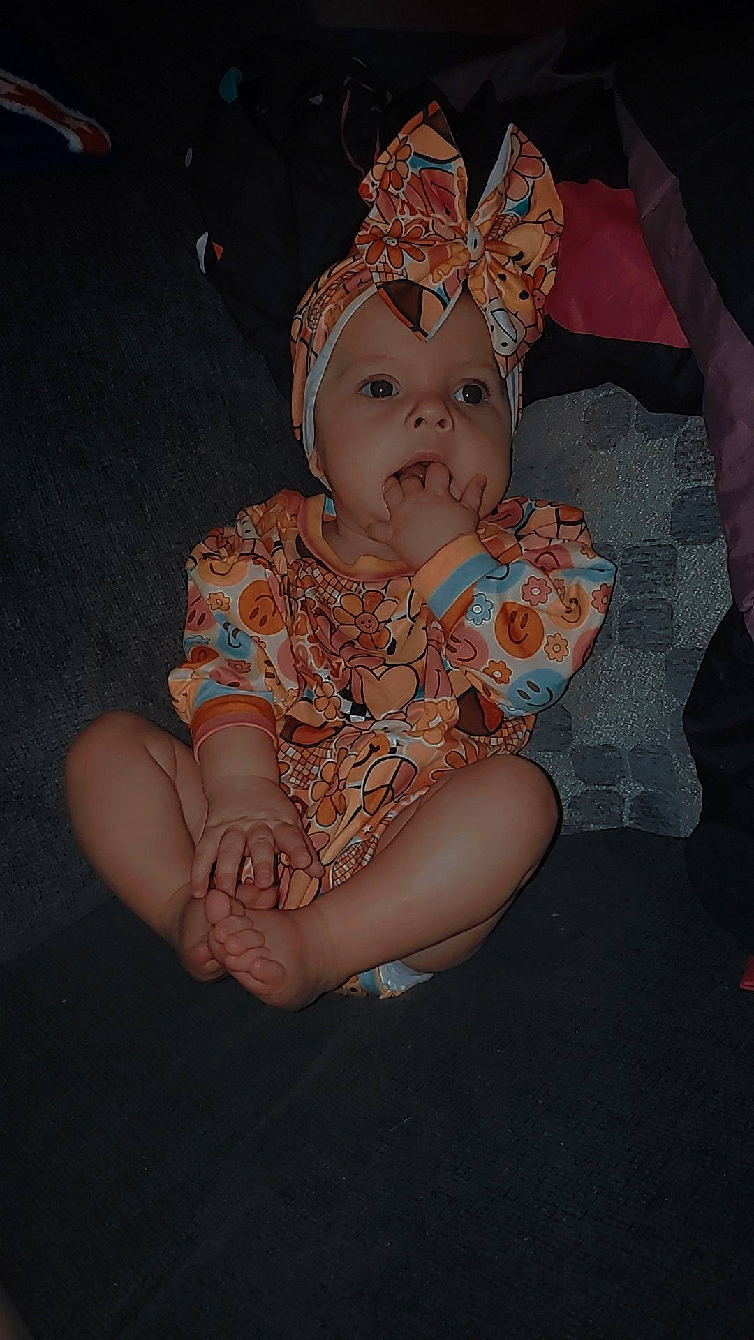 Willow joined the competition — help win amazing prizes! baby, baby_toddler_clothing, cap, child, costume_hat, crown, event, eye, fashion_accessory, flash_photography, fun, happy, headband, headgear, headpiece, headwear, jewellery, pattern, person, sitting