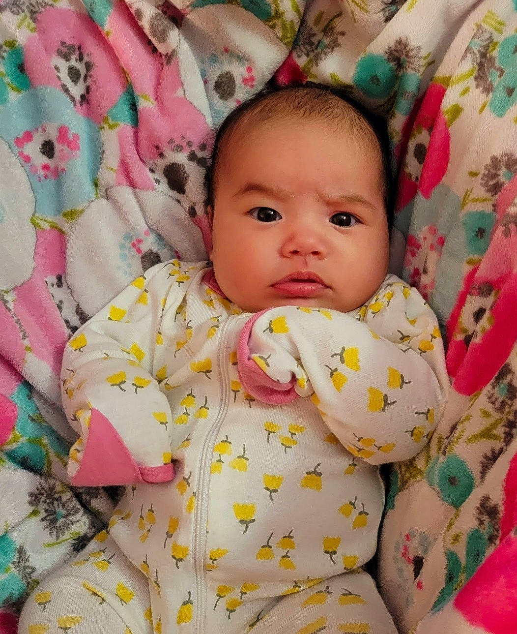 Viola joined the competition — help win amazing prizes! baby, baby_toddler_clothing, bedding, cheek, child, comfort, eye, face, happy, head, linens, lip, nose, pattern, people, person, pink, skin, sleeve, textile