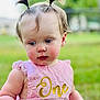 baby, child, girl, pigtails, pink_dress, lace, outdoor, grass, portrait, blue_eyes, cute, infant, young_child, one_year_old, summer, nature, soft_light, closeup, person, fashion