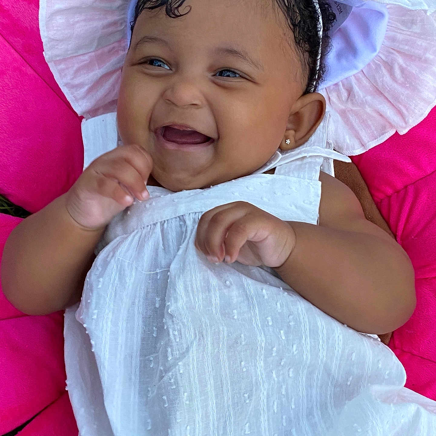 Treasure joined the competition — help win amazing prizes! accessories, baby, babylaughing, bonnet, clothing, coat, cushion, dress, face, happy, hat, head, homedecor, jewelry, laughing, person, photography, portrait, sitting, smile