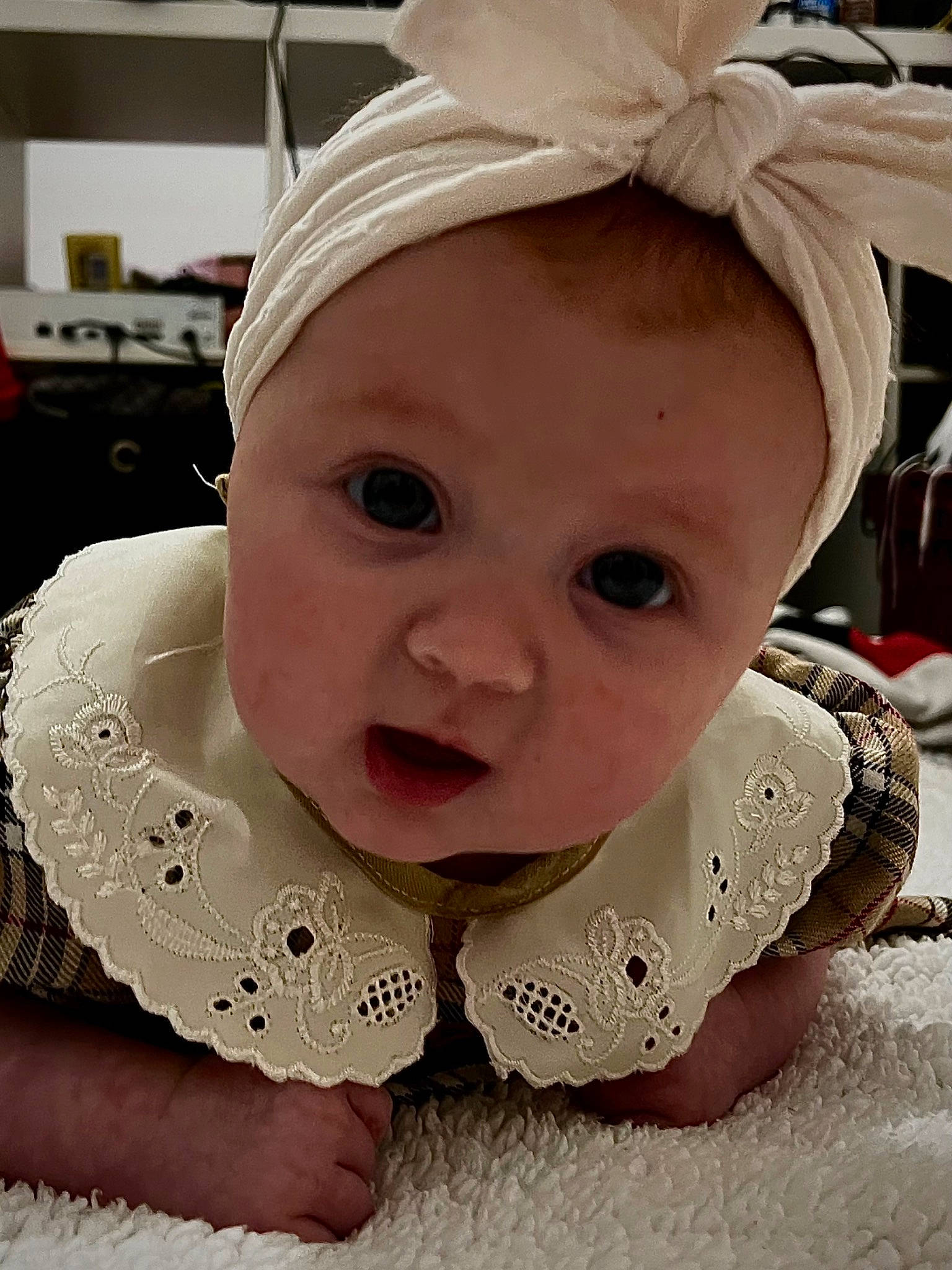 Marliya-rose is registered to the contest to win money with this photo: baby, baby_safety, baby_toddler_clothing, cheek, child, chin, comfort, eye, eyebrow, eyelash, fashion_accessory, fun, happy, iris, linens, lip, mouth, person, skin, smile