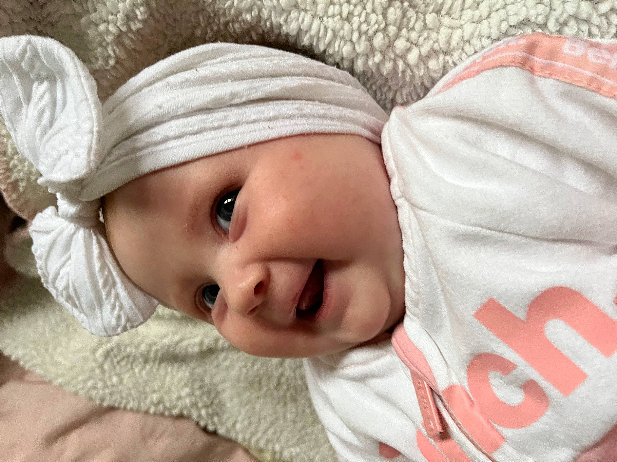 Marliya-rose is registered to the contest to win money with this photo: baby, cap, cheek, close_up, comfort, eye, eyebrow, eyelash, face, fur, happy, head, headgear, headwear, linens, lip, nose, person, skin, sleeve