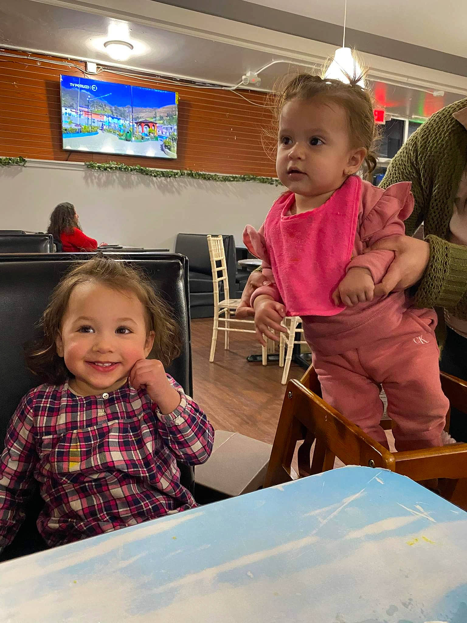 Sofia joined the competition — help win amazing prizes! baby, chair, child, desk, event, fun, happy, joy, people, person, room, sharing, sitting, smile, t_shirt, table, television, toddler, tree, vacation