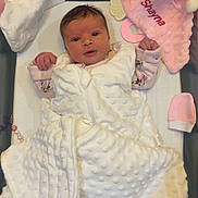 Shayna-Inaya participe au concours pour gagner de l'argent avec cette photo : newborn, baby, blanket, hospital_bassinet, plush_toy, pink, white, baby_clothes, mitten, hat, infant, face, cute, sleeping_area, soft_texture, baby_girl, wrapped, lying_down, newborn_care, baby_accessories